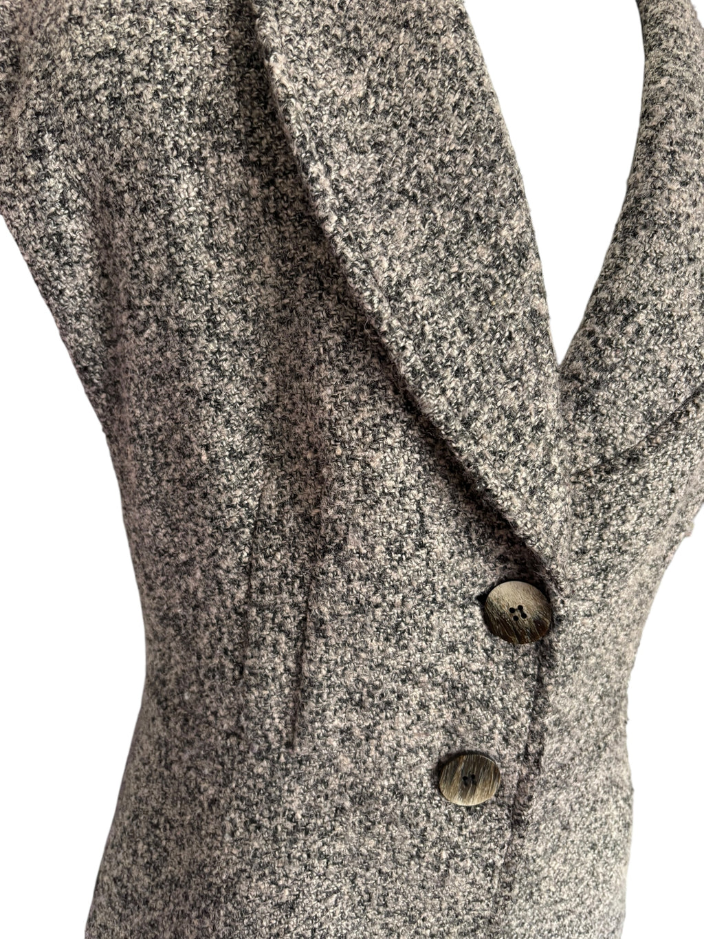 Sleeveless Tweed Knit Vest with Lapel Collar, Button Front Size 10