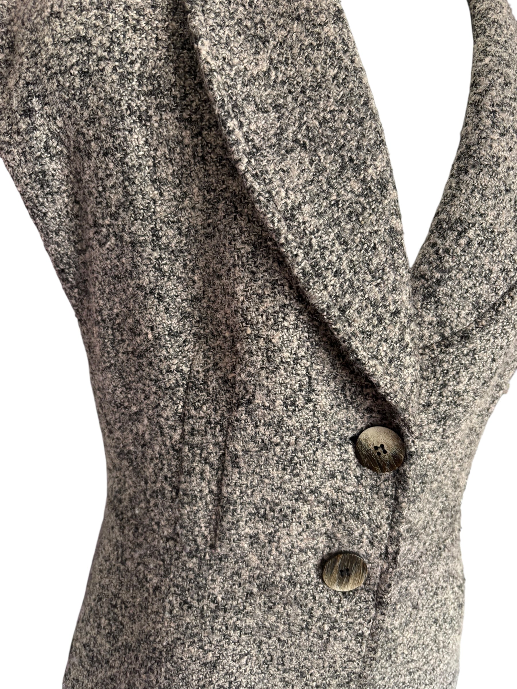 Sleeveless Tweed Knit Vest with Lapel Collar, Button Front Size 10
