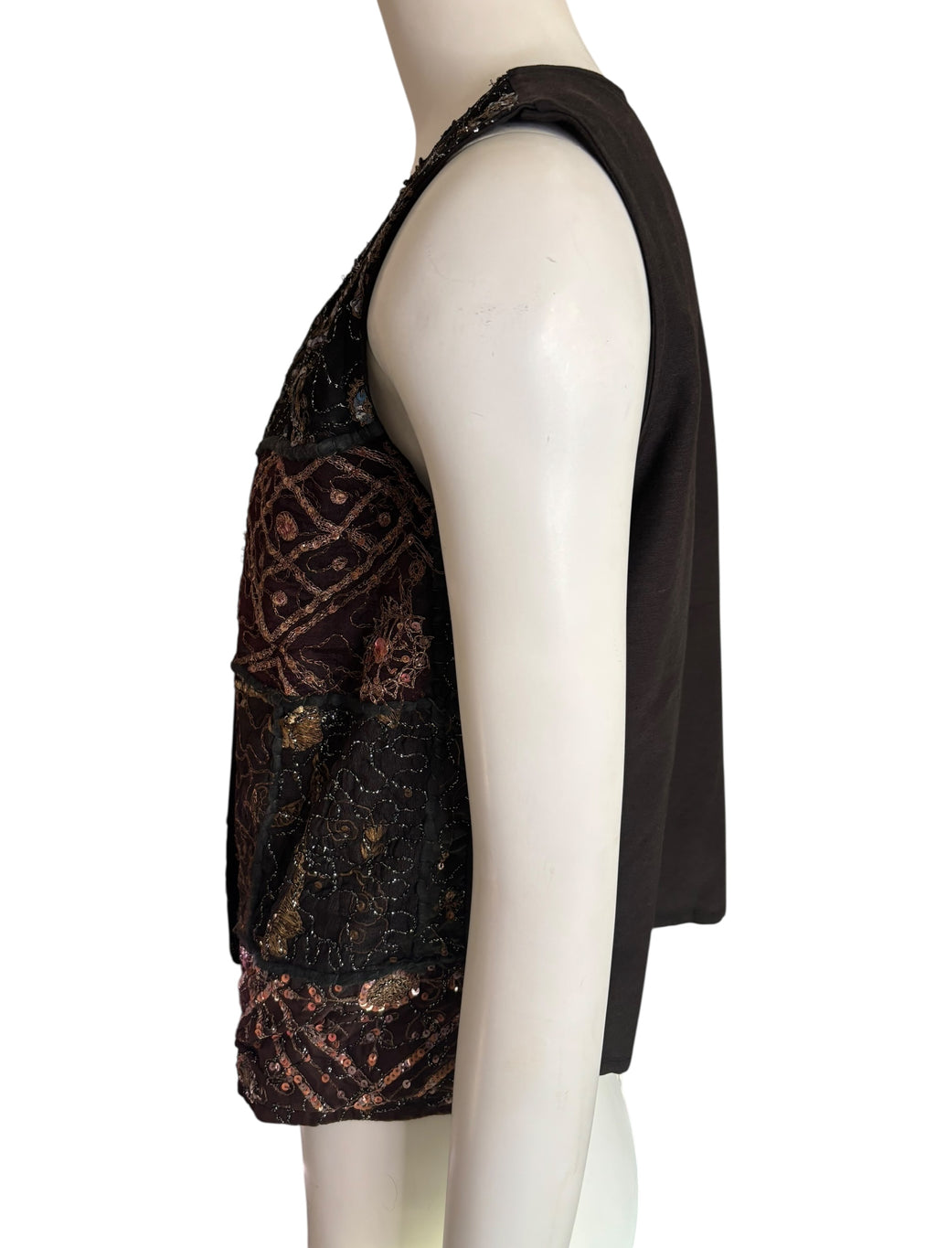 Vintage Sequin Embellished Vest Party Festival Rave Burning Man Unique Statement Size M