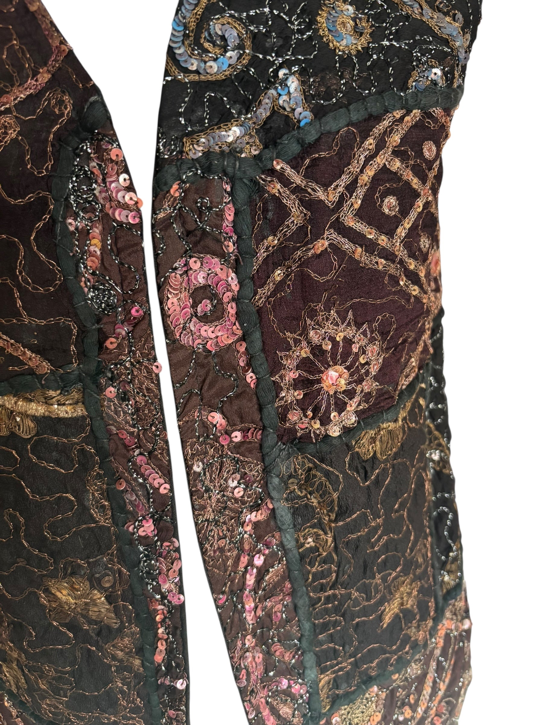 Vintage Sequin Embellished Vest Party Festival Rave Burning Man Unique Statement Size M