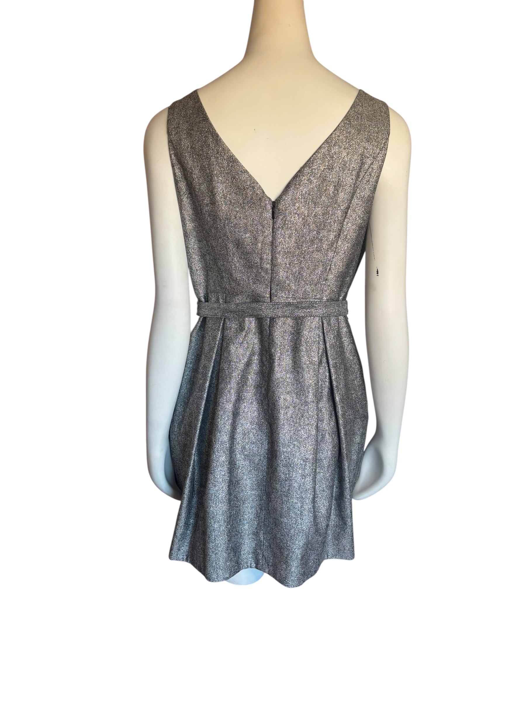 Sequin Dress Silver Party Cocktail Dress Sparkly 3/4 Sleeve Evening Size XL