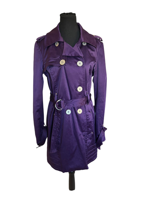 bebe Y2K Purple Double-Breasted Trench Coat Size Large