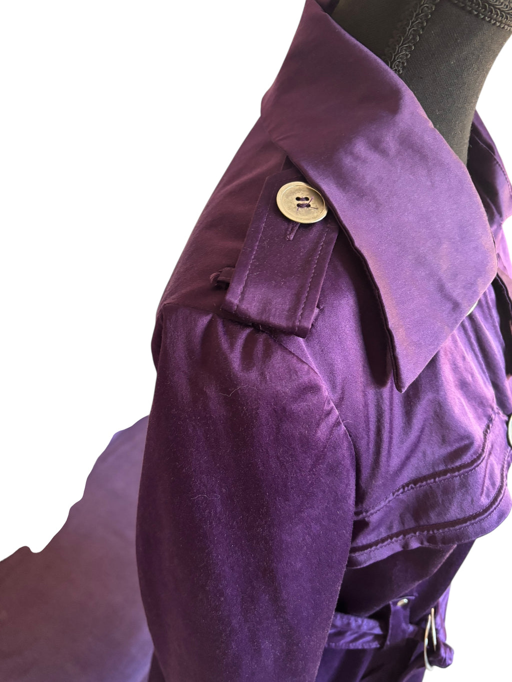 bebe Y2K Purple Double-Breasted Trench Coat Size Large