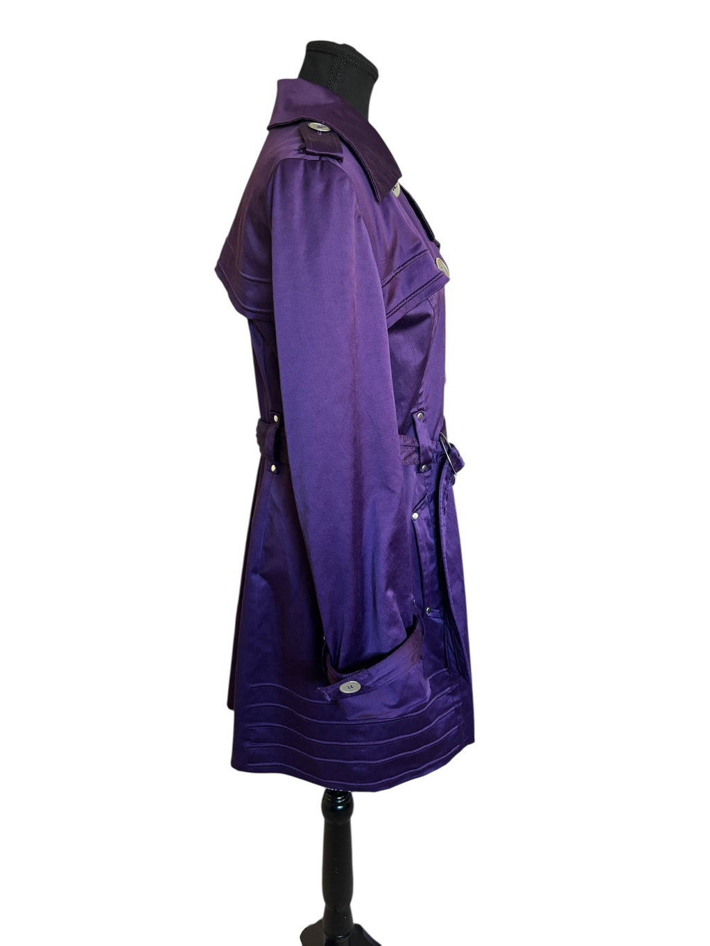 bebe Y2K Purple Double-Breasted Trench Coat Size Large