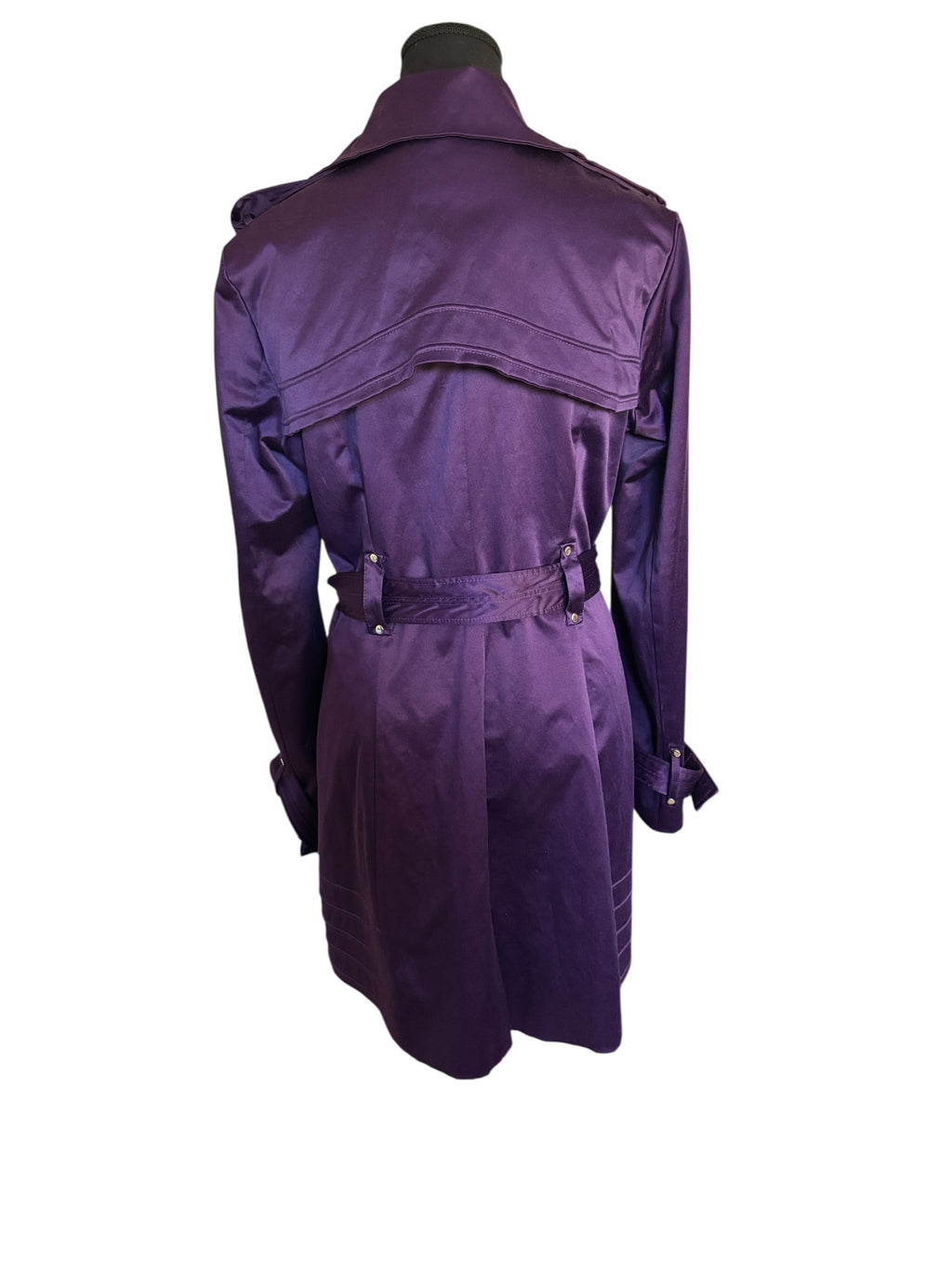 bebe Y2K Purple Double-Breasted Trench Coat Size Large