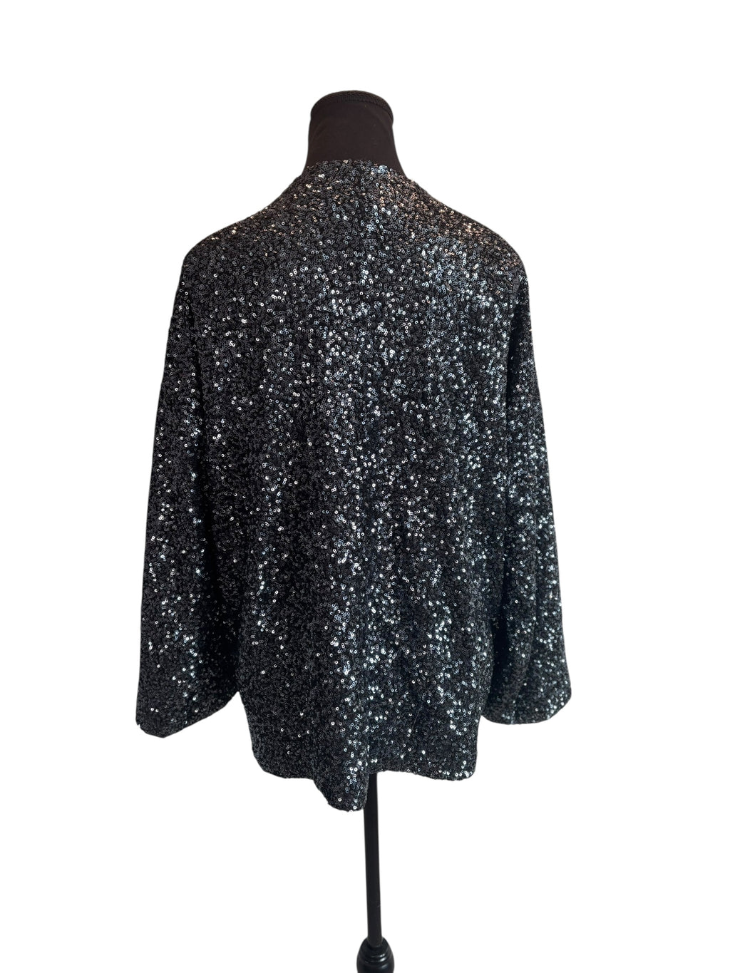 GAP Sequin Black Cardigan Duster Jacket Shrug Sparkle Party Glam Size Large
