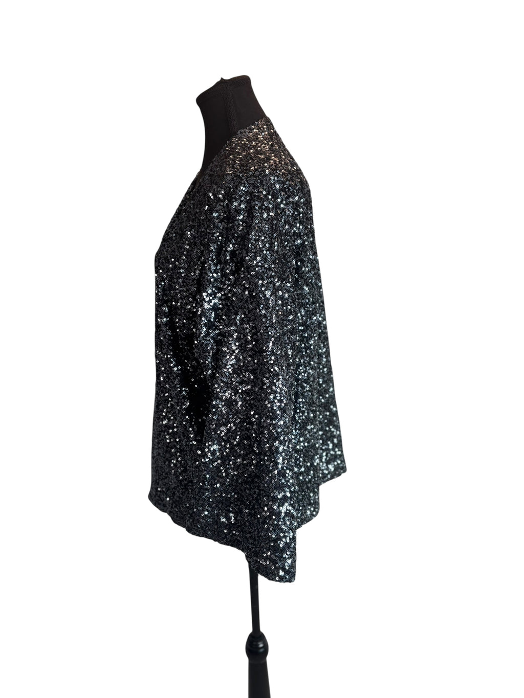 GAP Sequin Black Cardigan Duster Jacket Shrug Sparkle Party Glam Size Large