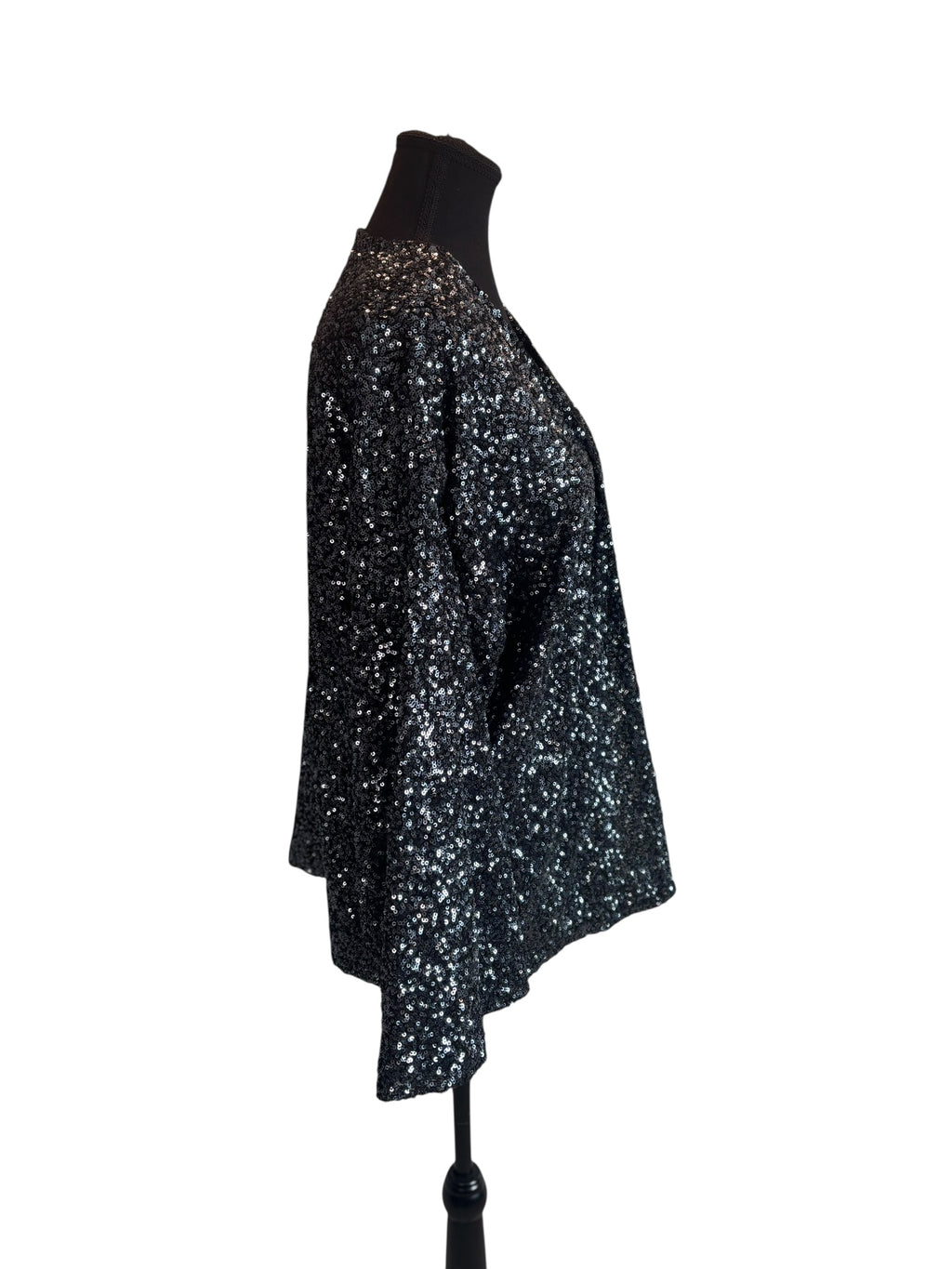 GAP Sequin Black Cardigan Duster Jacket Shrug Sparkle Party Glam Size Large