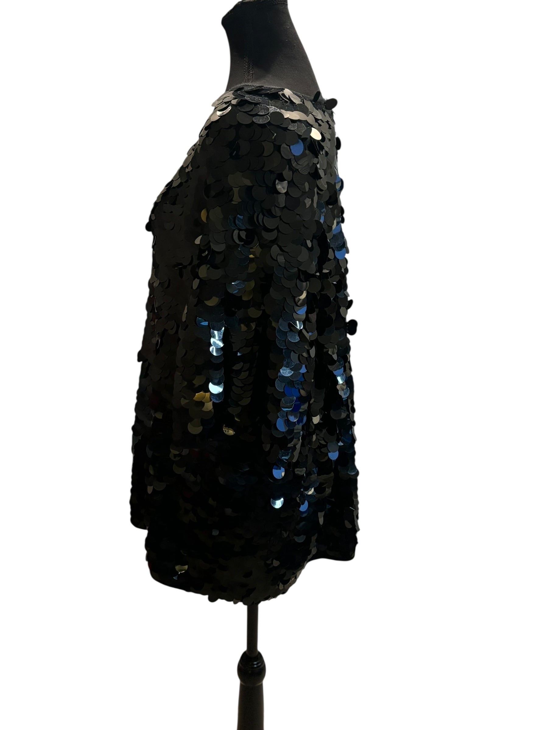 Elisabeth Liz Claiborne Black Paillettes All-Over Sequins Tunic Top 14-16 (1)