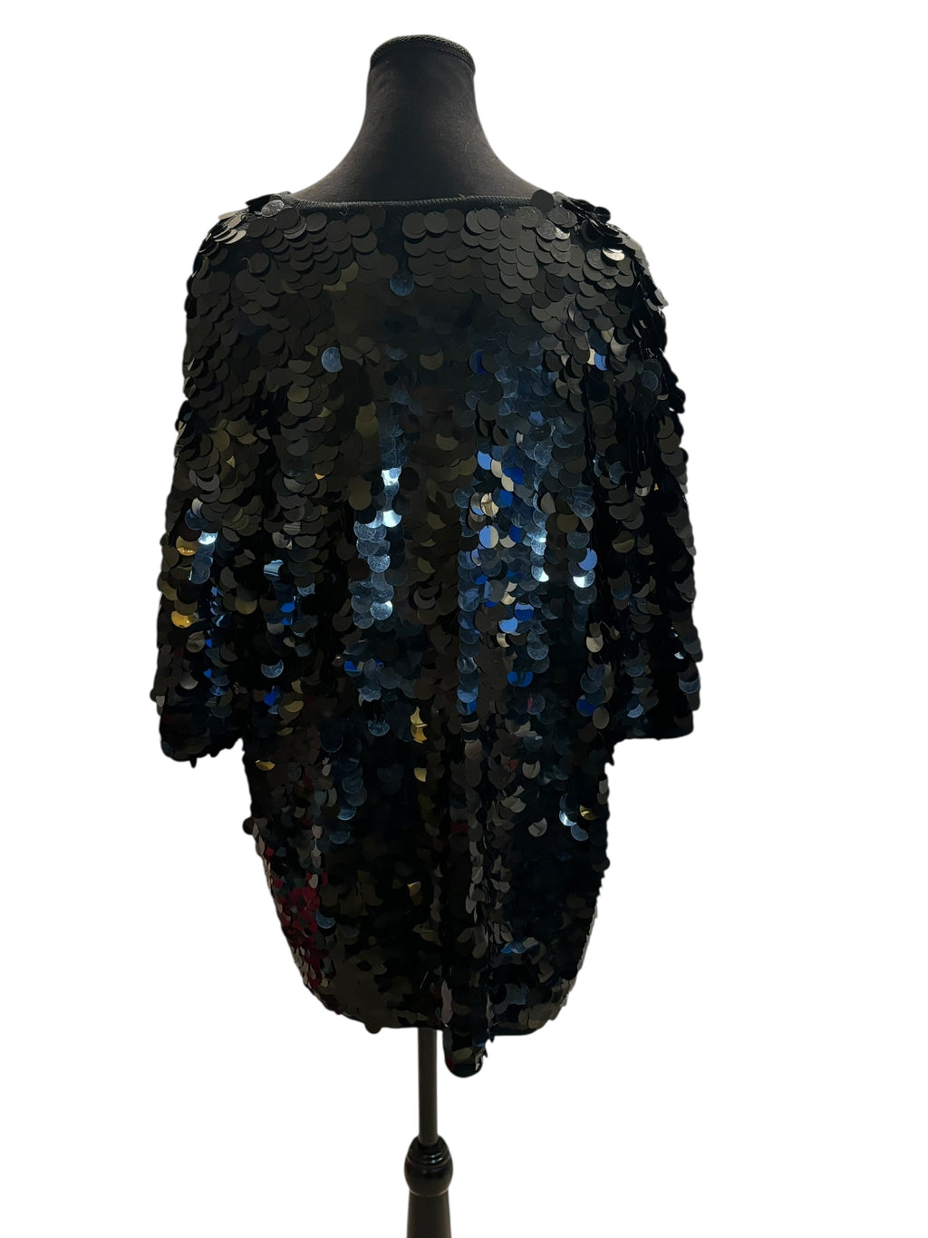 Elisabeth Liz Claiborne Black Paillettes All-Over Sequins Tunic Top 14-16 (1)