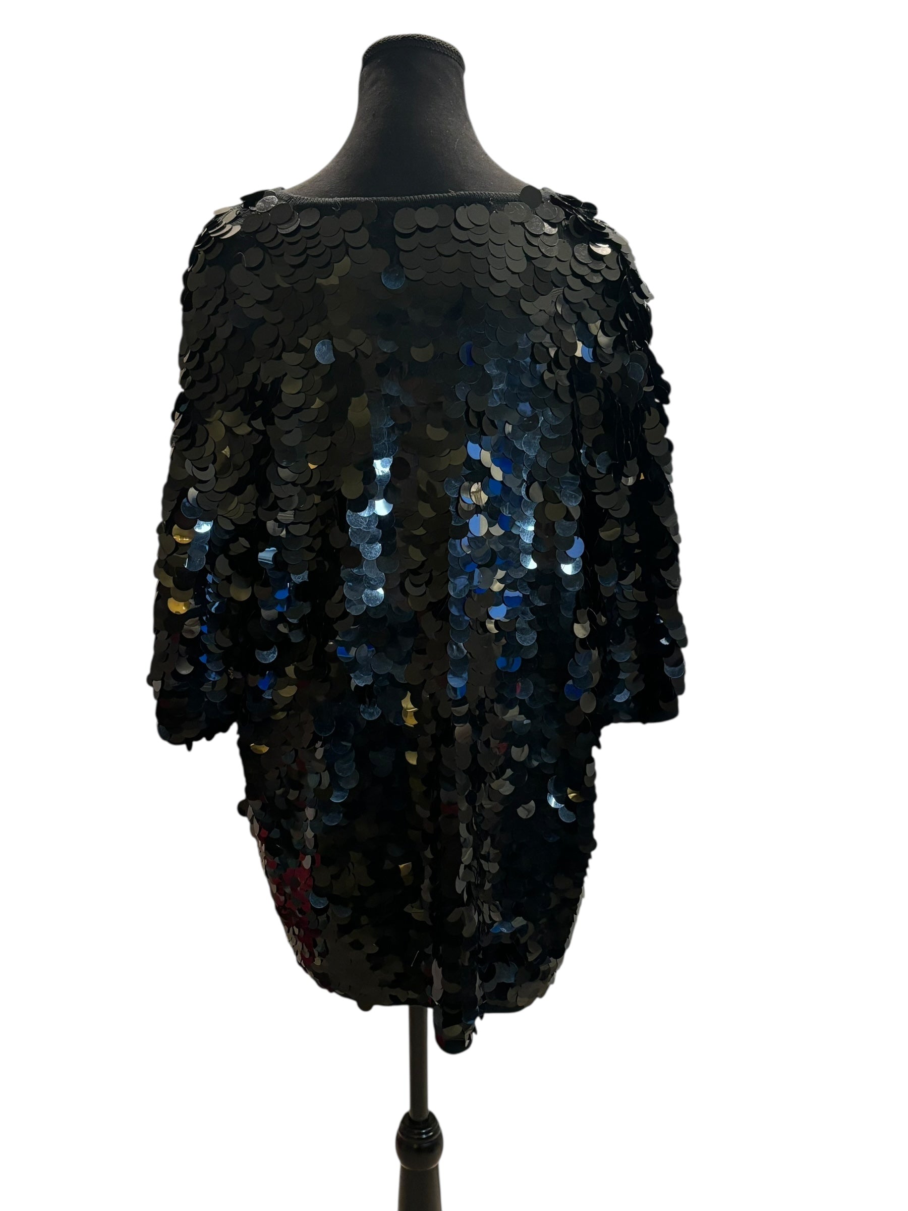 Elisabeth Liz Claiborne Black Paillettes All-Over Sequins Tunic Top 14-16 (1)