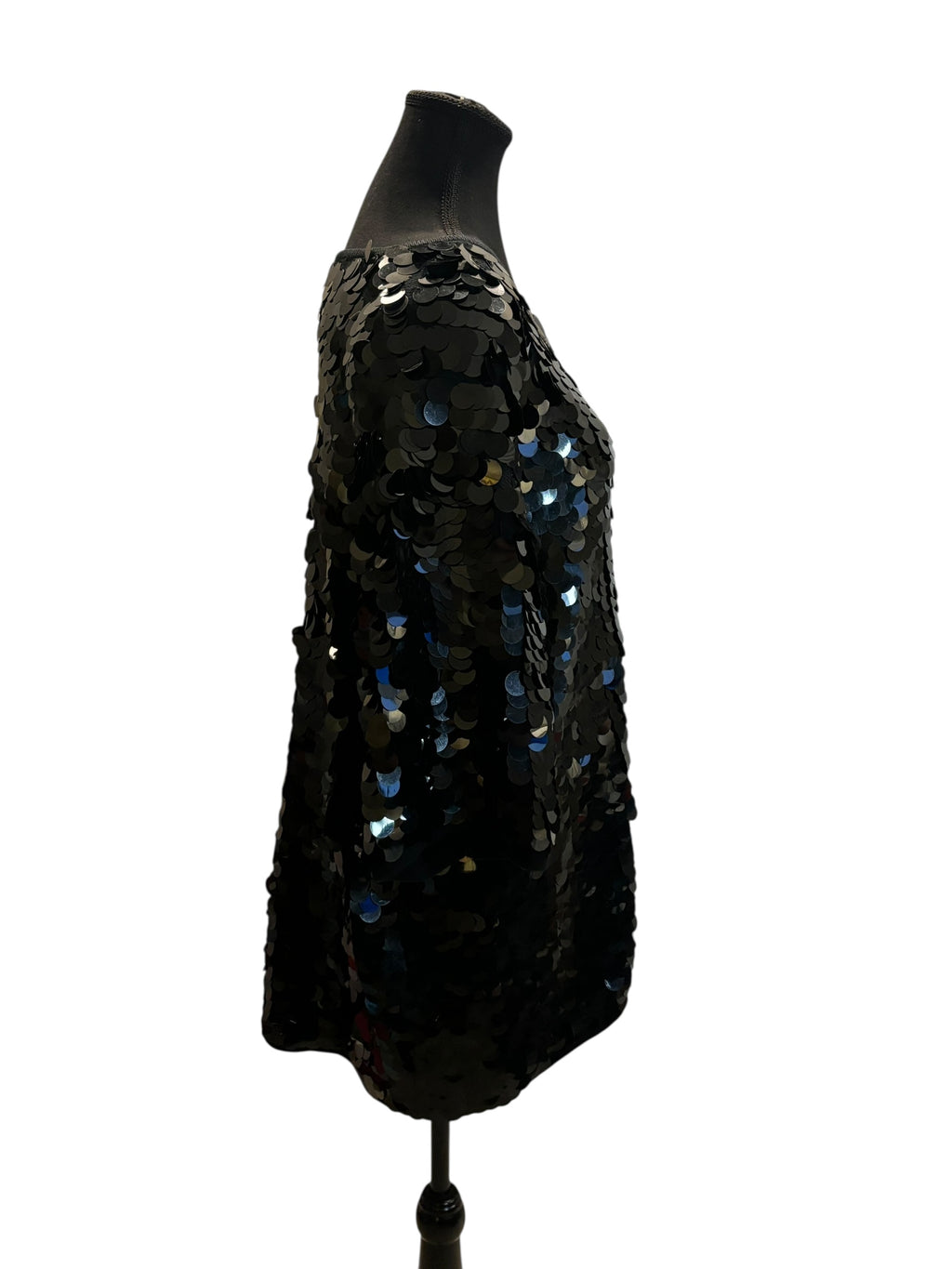 Elisabeth Liz Claiborne Black Paillettes All-Over Sequins Tunic Top 14-16 (1)