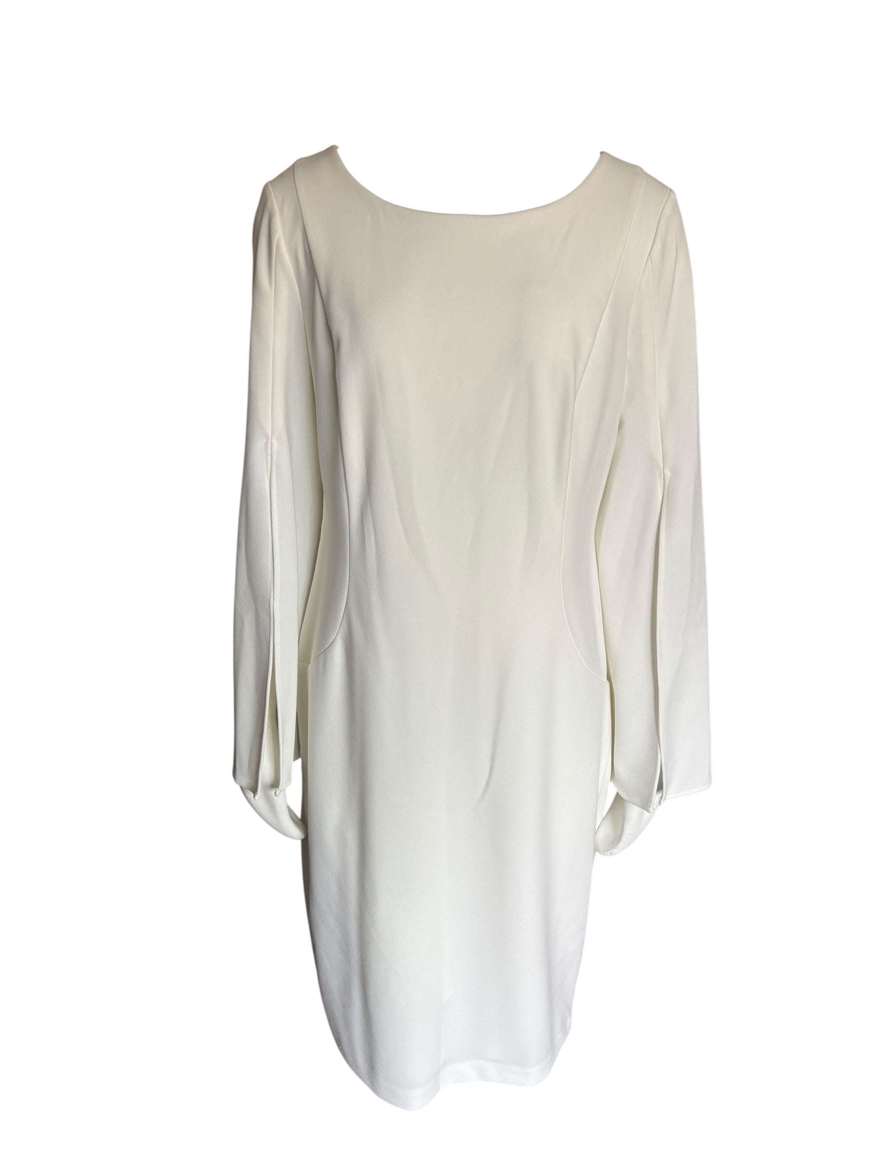 White Long Sleeve Sheath Dress Open Sleeve Cocktail Party Career Size 14
