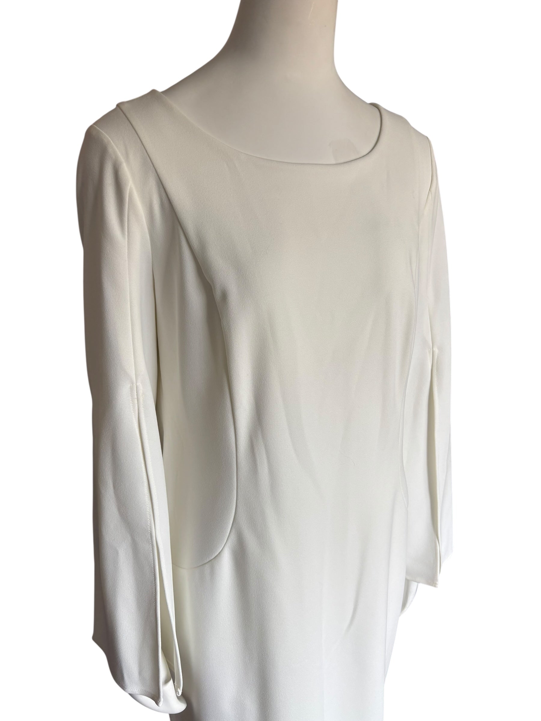 White Long Sleeve Sheath Dress Open Sleeve Cocktail Party Career Size 14