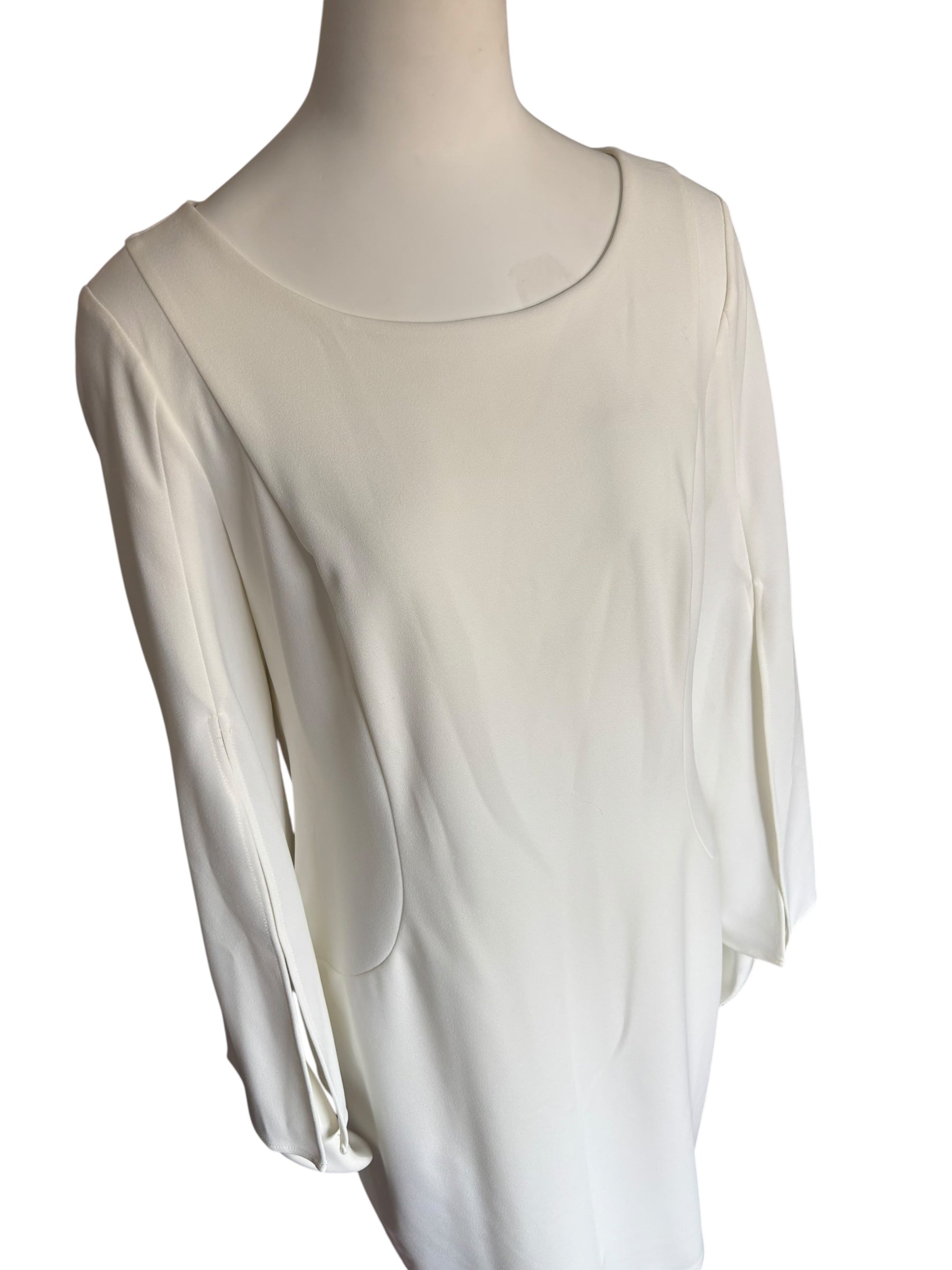 White Long Sleeve Sheath Dress Open Sleeve Cocktail Party Career Size 14