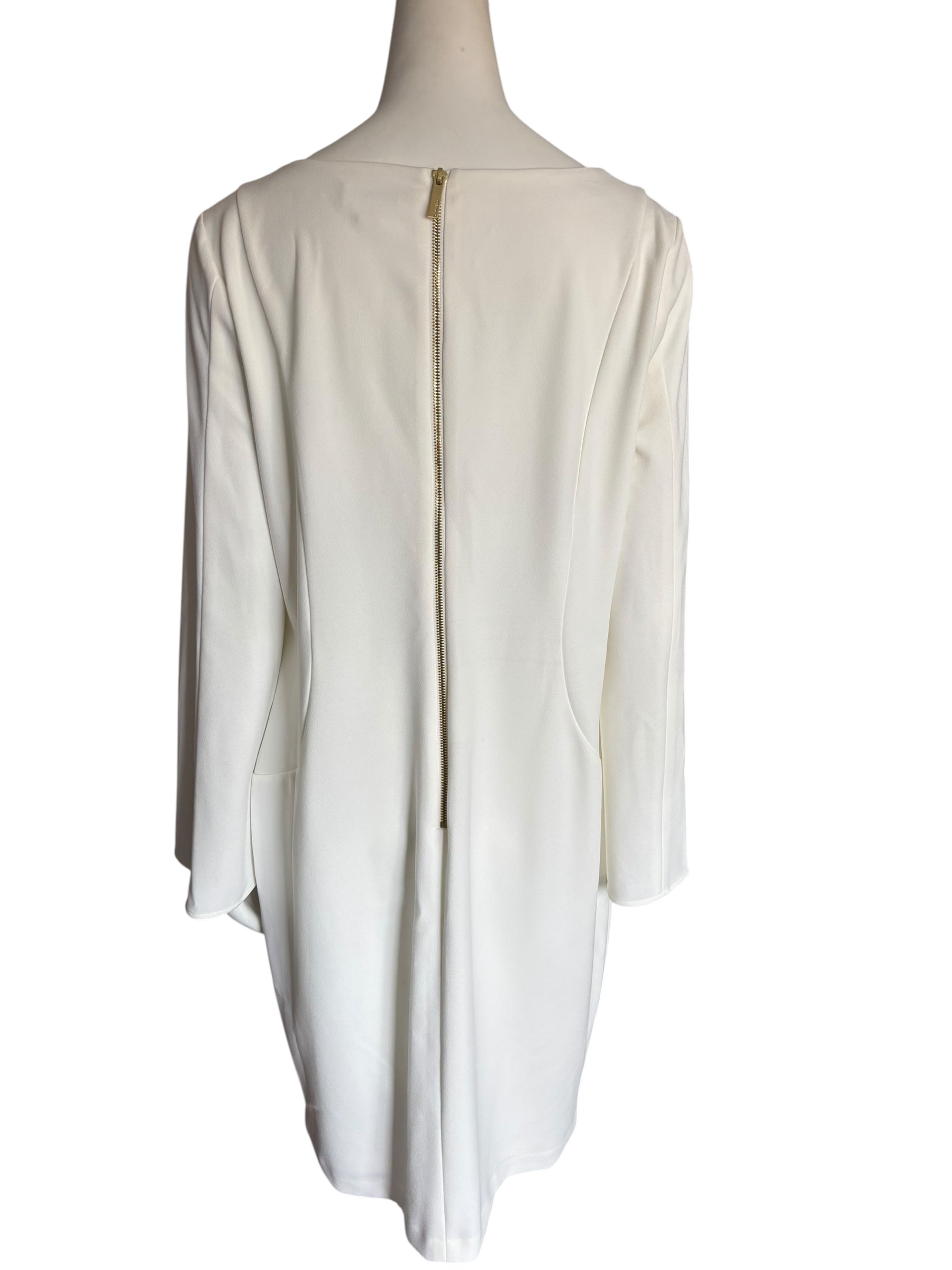 White Long Sleeve Sheath Dress Open Sleeve Cocktail Party Career Size 14