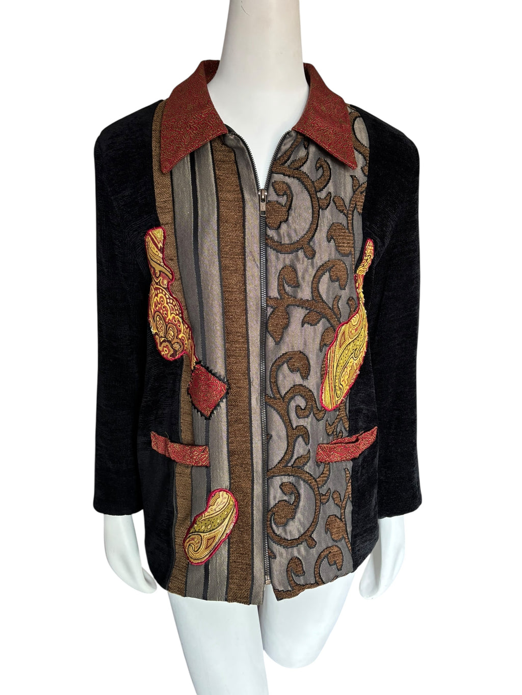 Tapestry Embroidered Vintage Jacket Unique Design Statement Coat Art to Wear Size Small