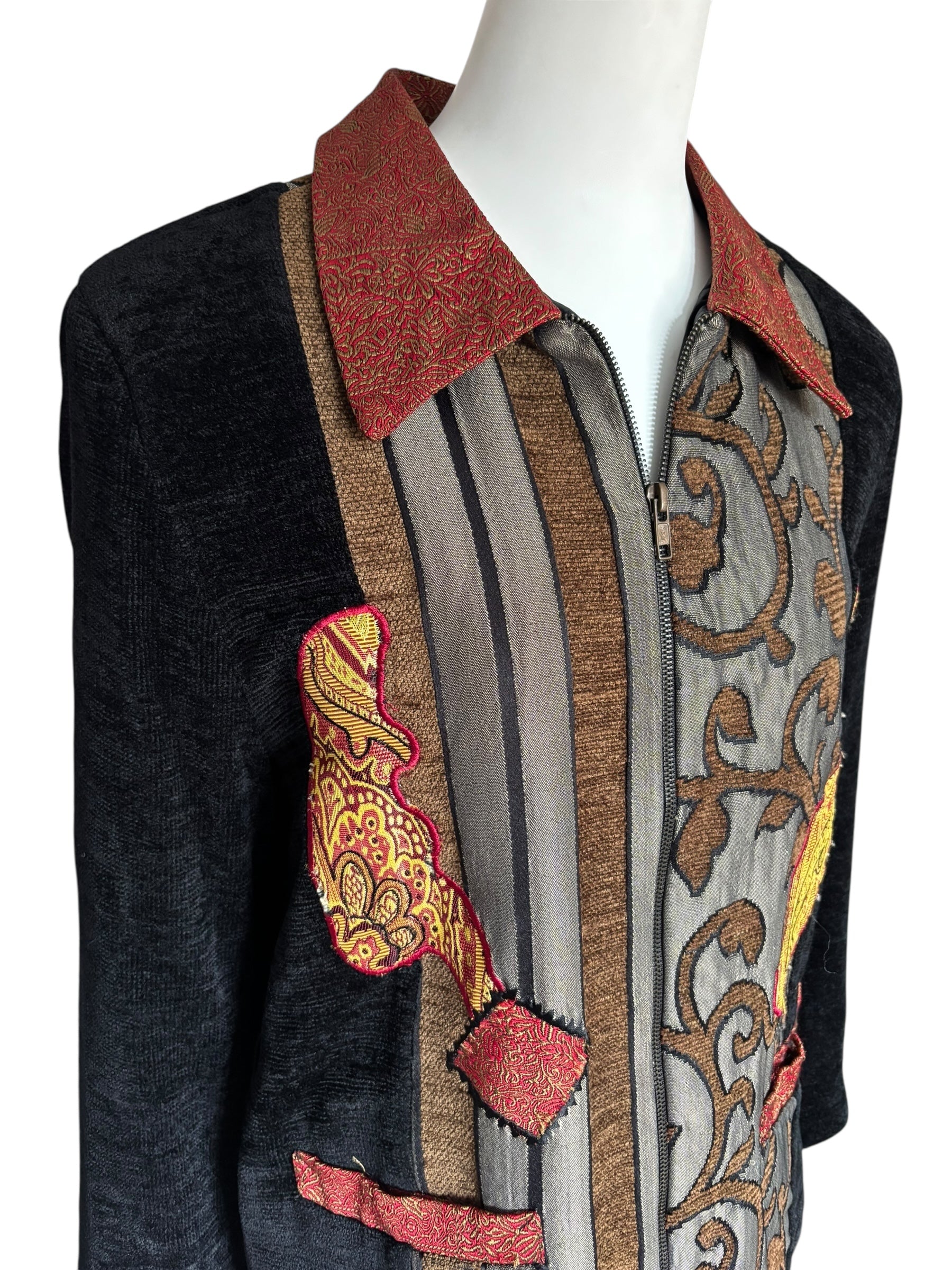 Tapestry Embroidered Vintage Jacket Unique Design Statement Coat Art to Wear Size Small