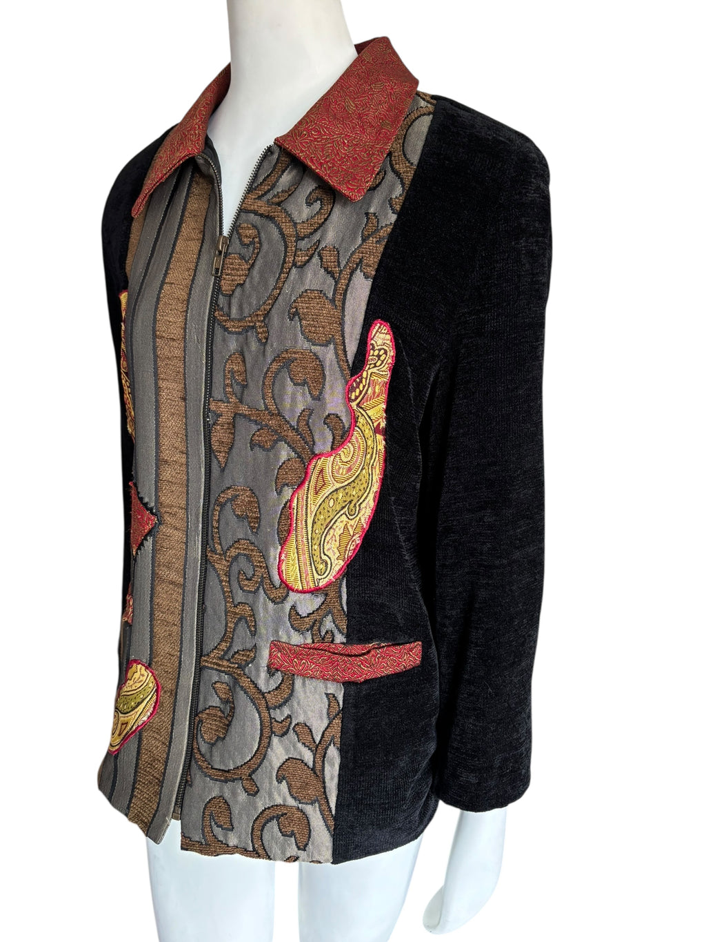 Tapestry Embroidered Vintage Jacket Unique Design Statement Coat Art to Wear Size Small