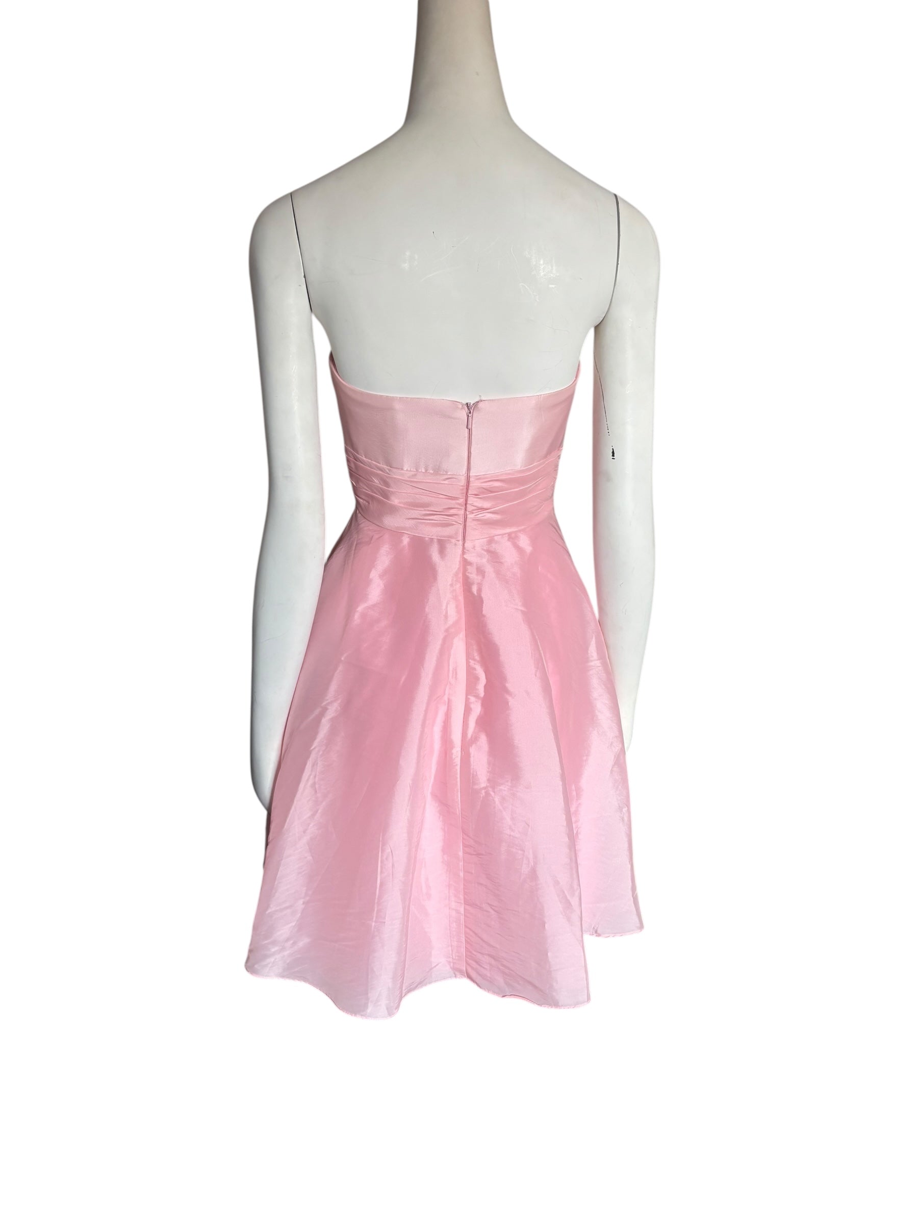 Pink Strapless Y2K Dress Party Cocktail Formal Occasion Fit and Flare Size S