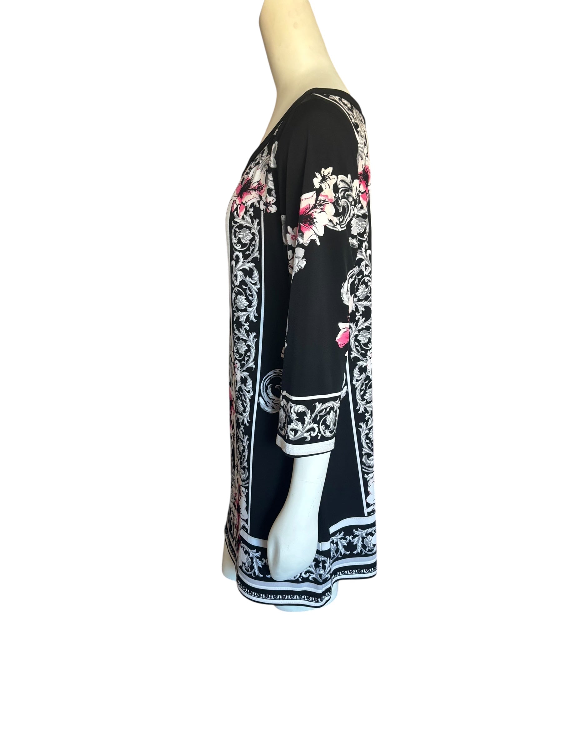White House‎ Black Market Graphic Black Pink and White Tunic Mini Dress size XL
