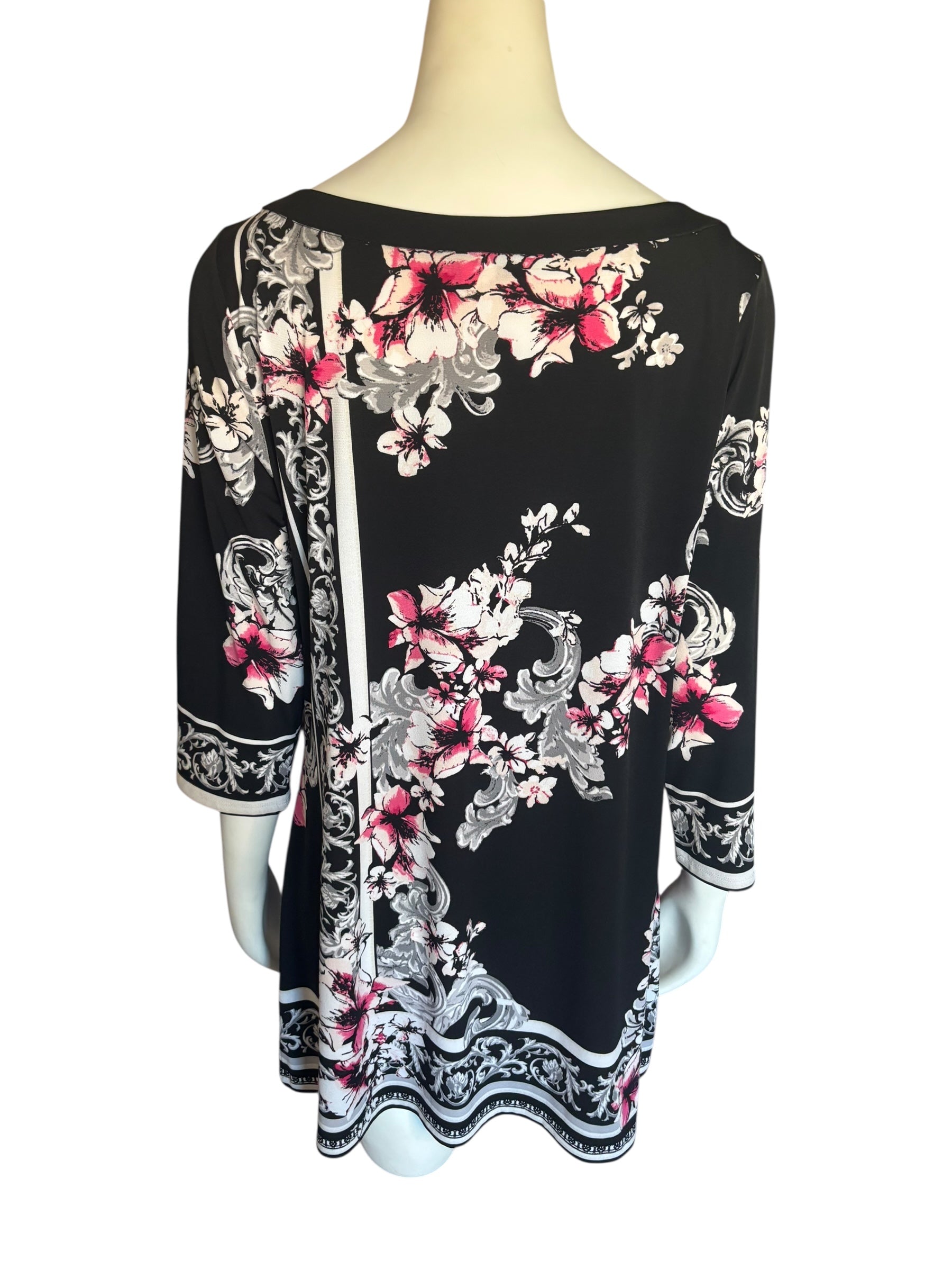 White House‎ Black Market Graphic Black Pink and White Tunic Mini Dress size XL