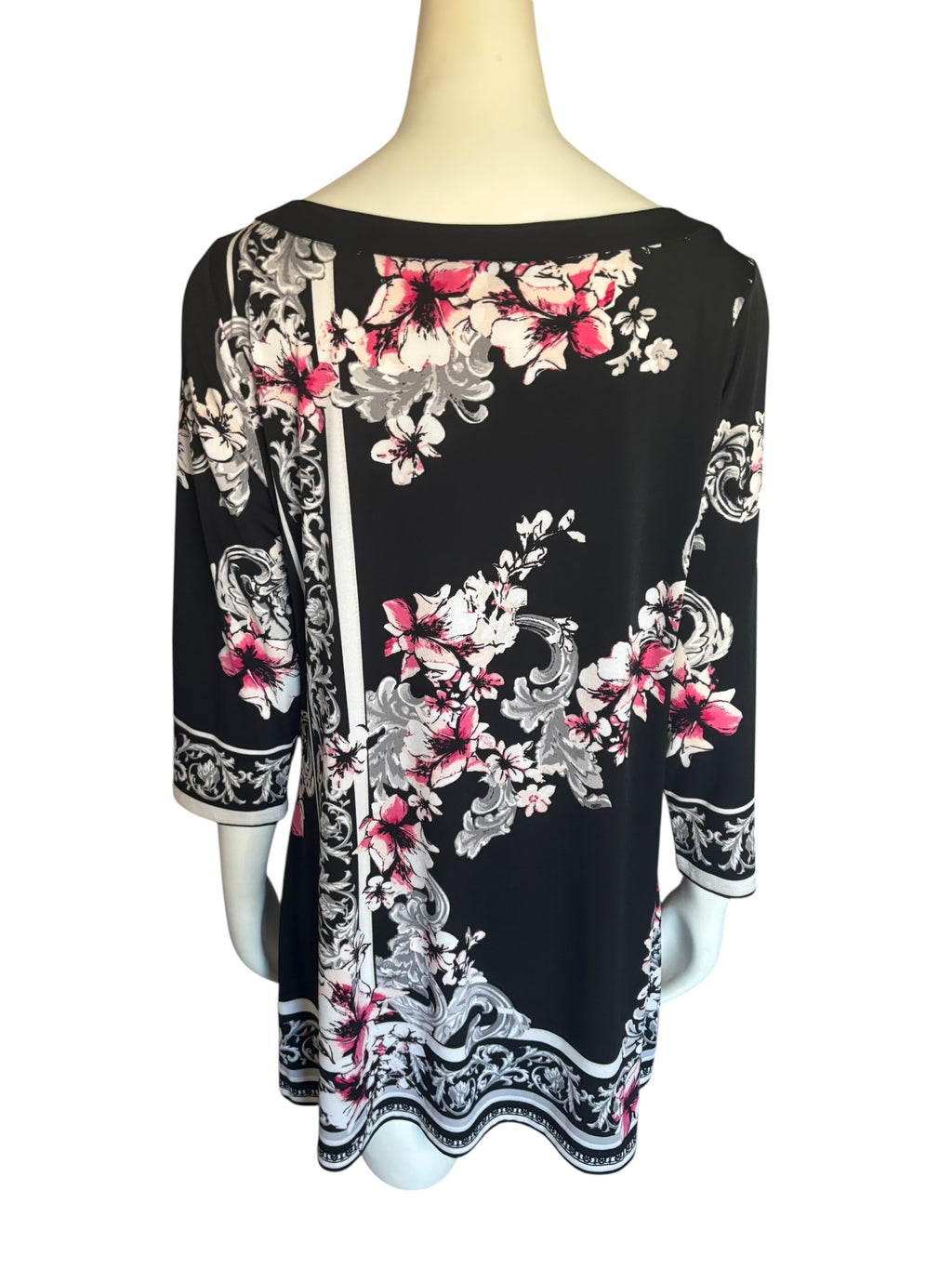 White House‎ Black Market Graphic Black Pink and White Tunic Mini Dress size XL