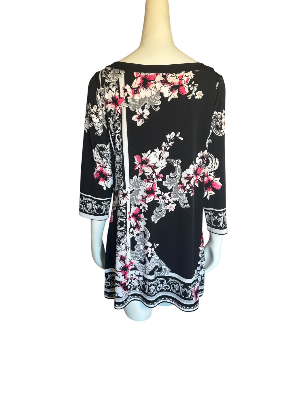 White House‎ Black Market Graphic Black Pink and White Tunic Mini Dress size XL