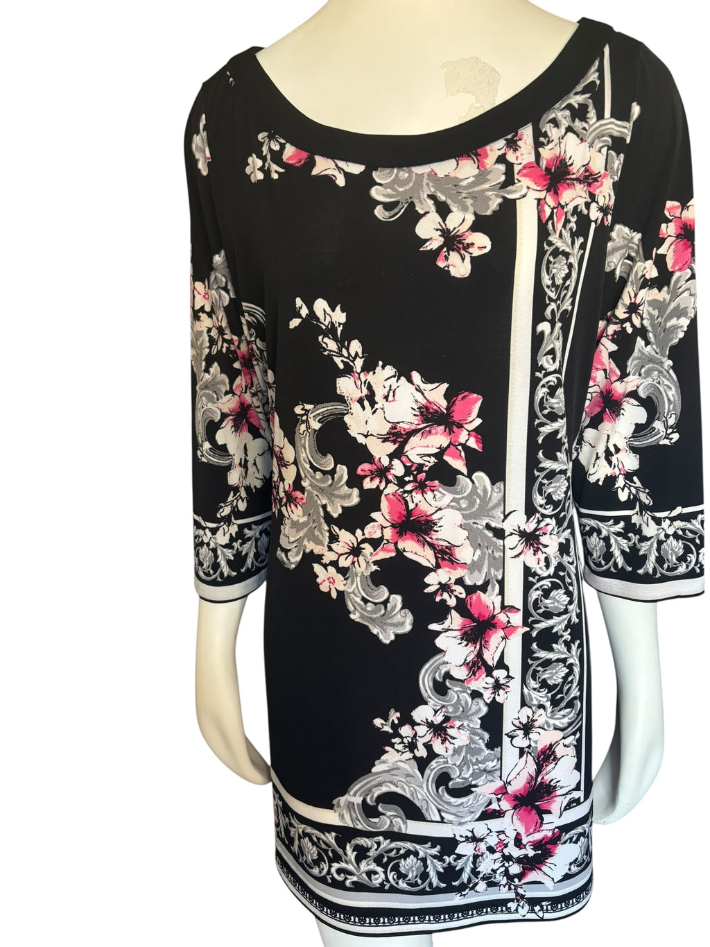 White House‎ Black Market Graphic Black Pink and White Tunic Mini Dress size XL