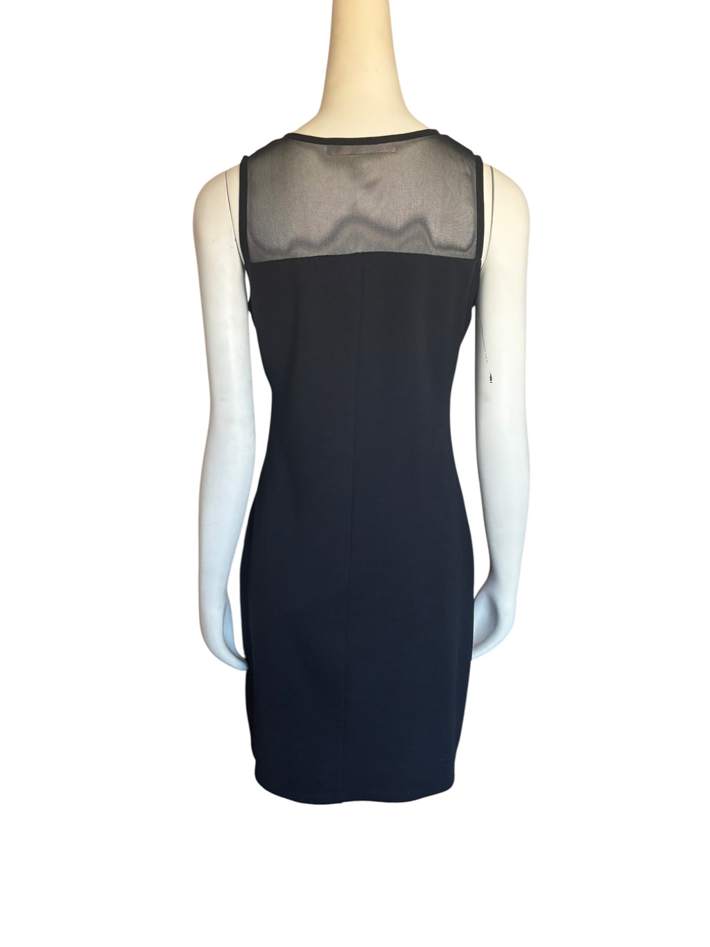 Desigual Women's Sleeveless Sheath Dress Abstract Print Black Mesh Accent Size M