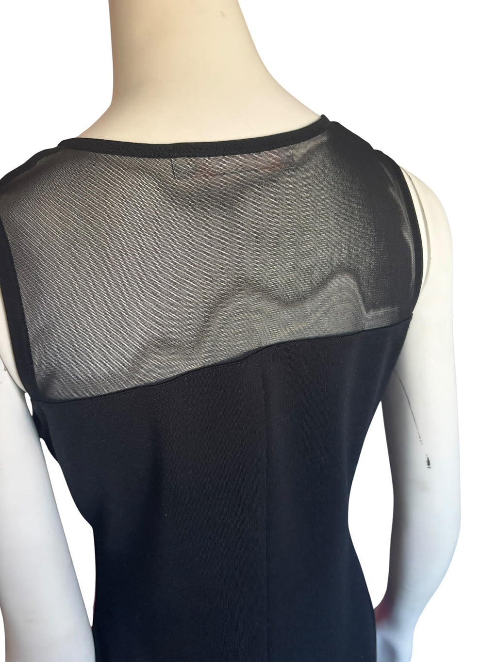 Desigual Women's Sleeveless Sheath Dress Abstract Print Black Mesh Accent Size M