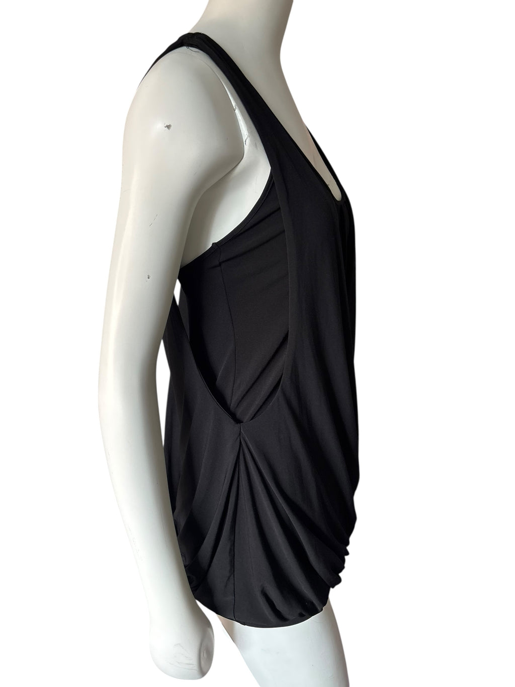 Y2K Marciano Elegant Black Draped Layered Tank with Racer Back M