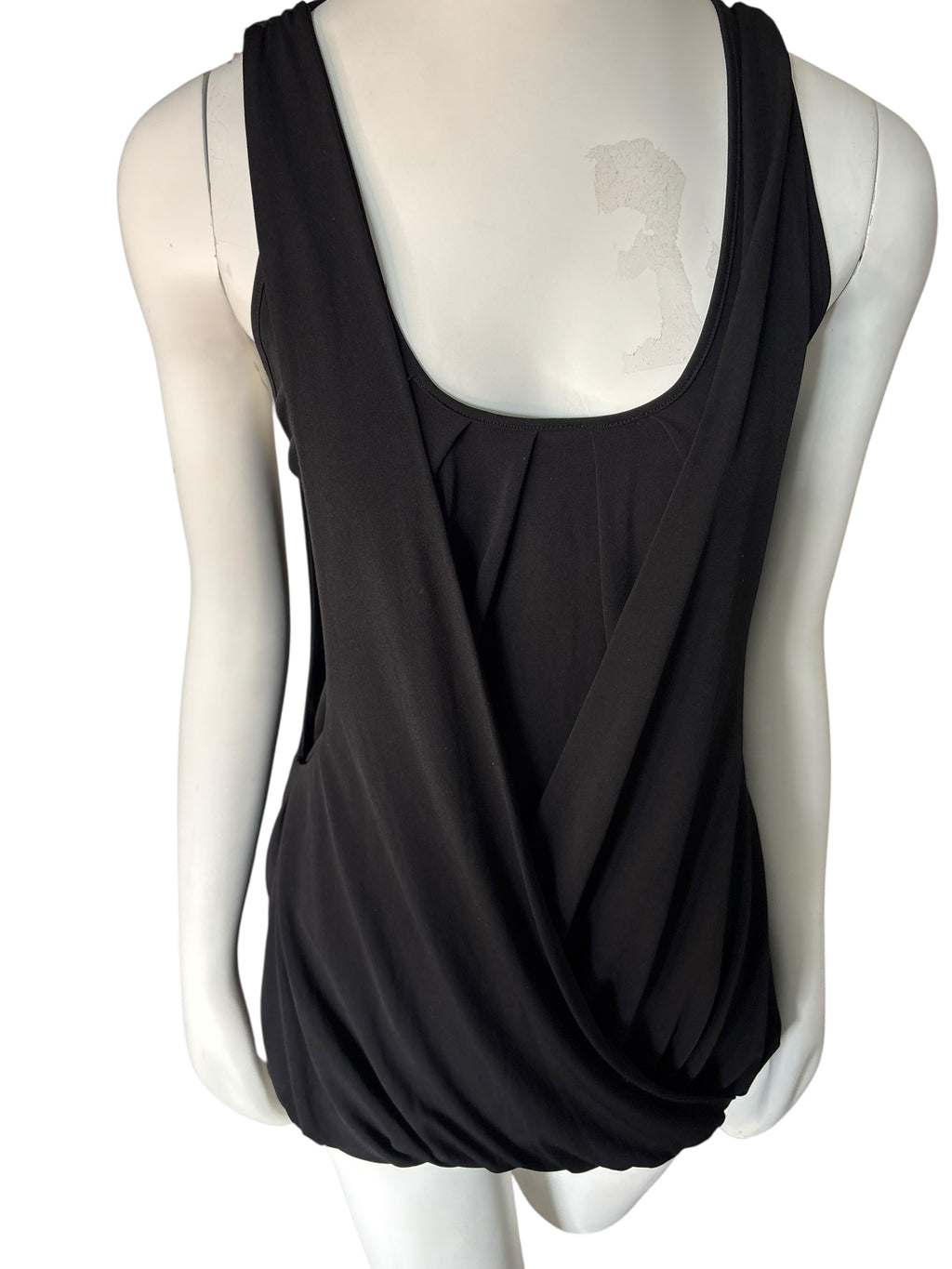 Y2K Marciano Elegant Black Draped Layered Tank with Racer Back M