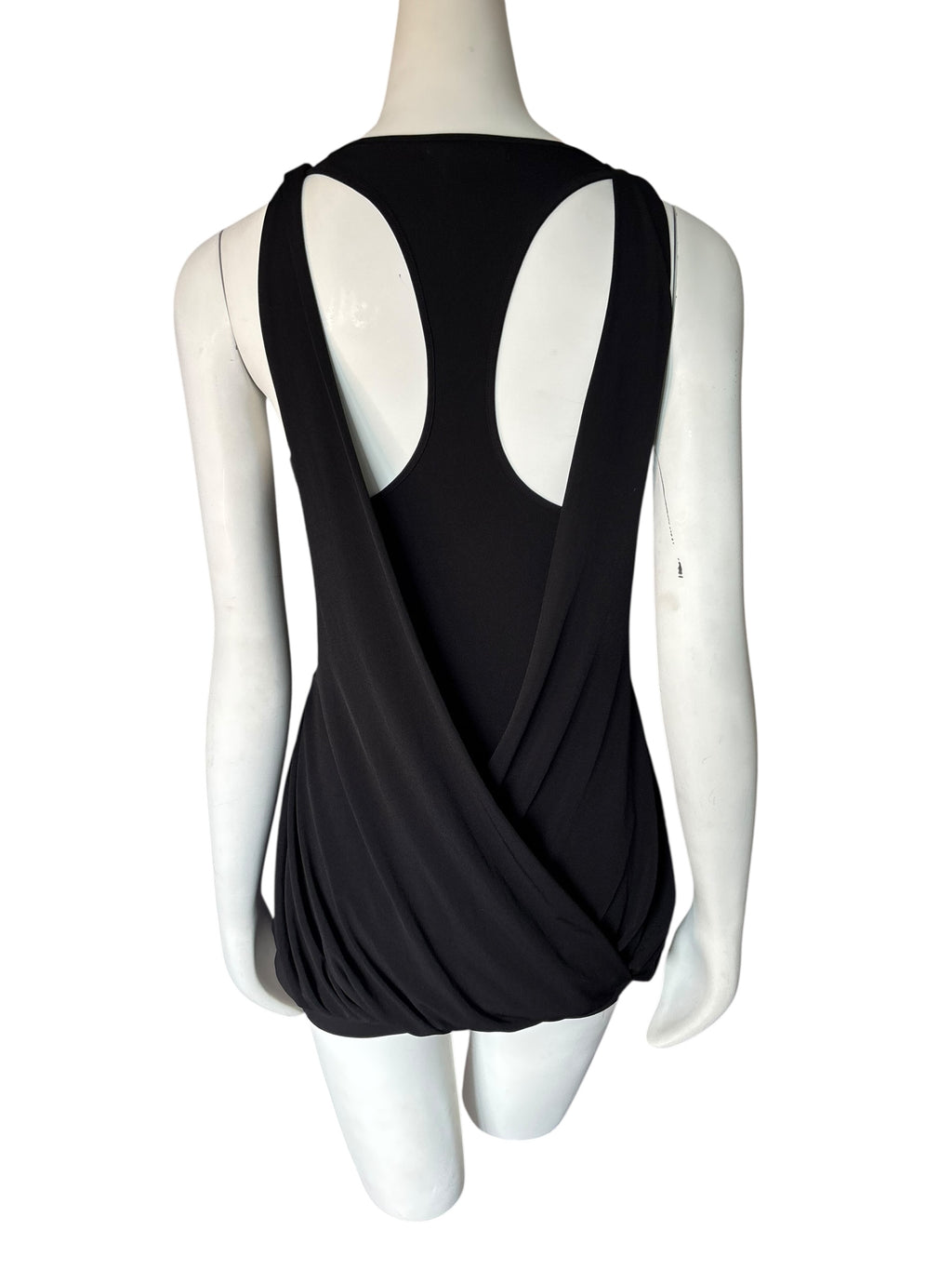 Y2K Marciano Elegant Black Draped Layered Tank with Racer Back M