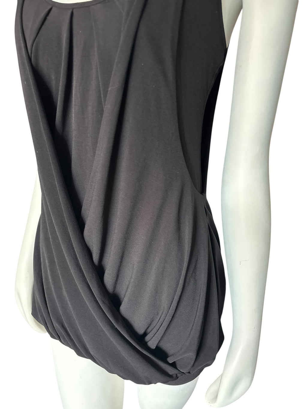 Y2K Marciano Elegant Black Draped Layered Tank with Racer Back M