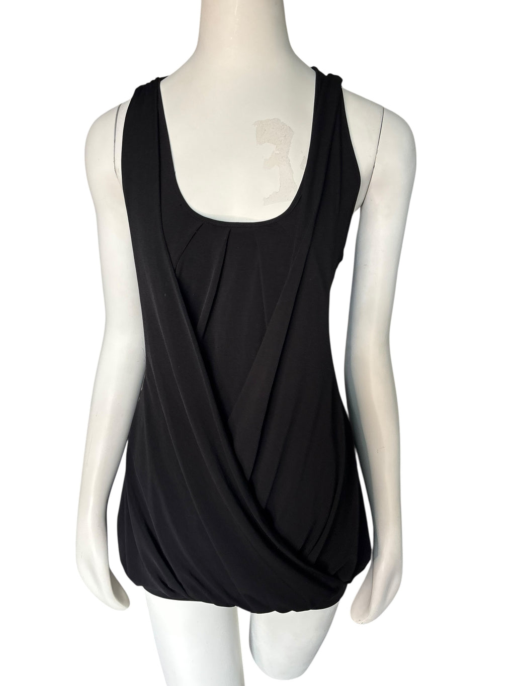 Y2K Marciano Elegant Black Draped Layered Tank with Racer Back M
