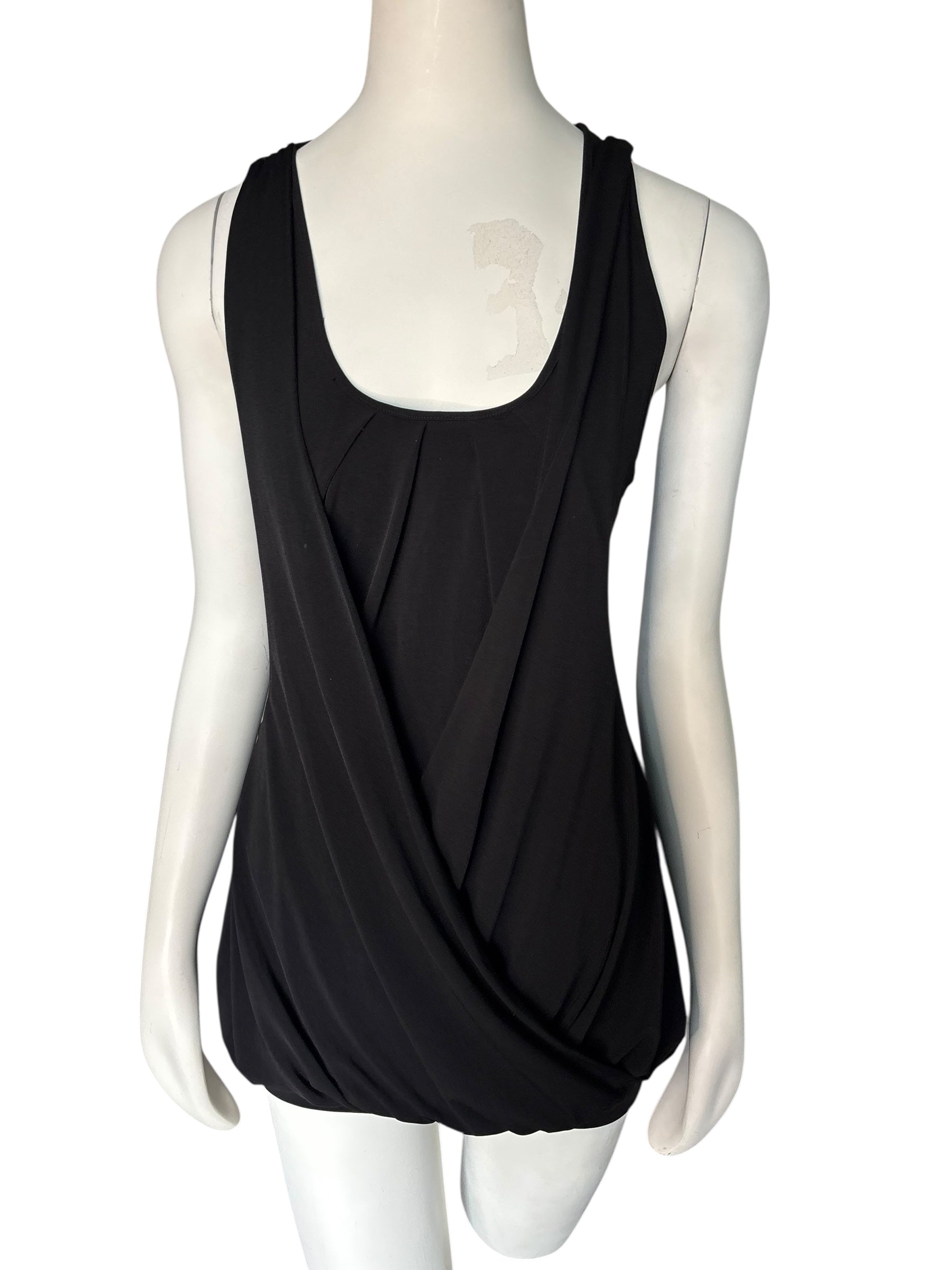 Y2K Marciano Elegant Black Draped Layered Tank with Racer Back M
