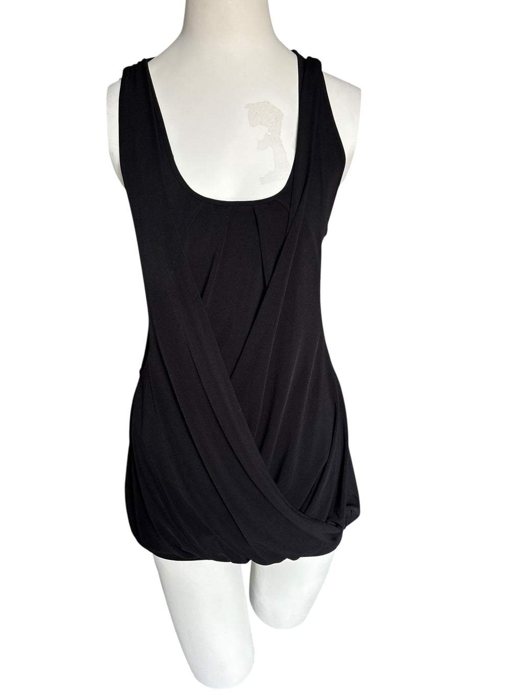 Y2K Marciano Elegant Black Draped Layered Tank with Racer Back M