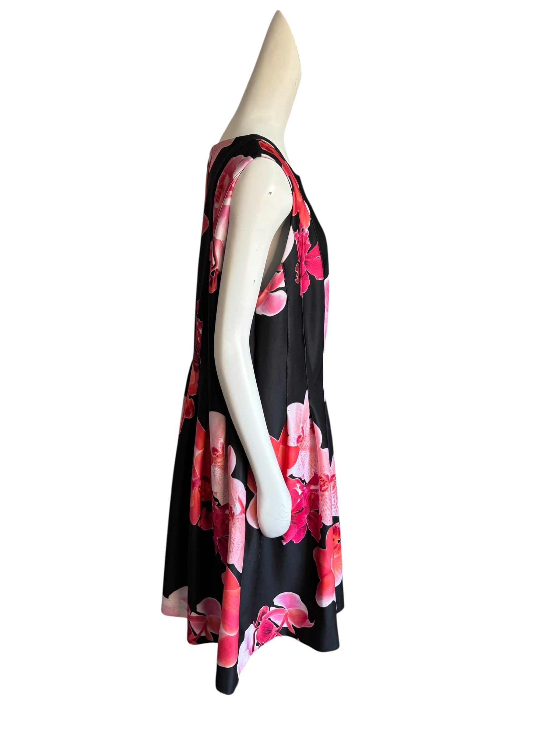 Calvin Klein Pink and Orange and Black A-line‎ Pleated Midi Dress size 18W