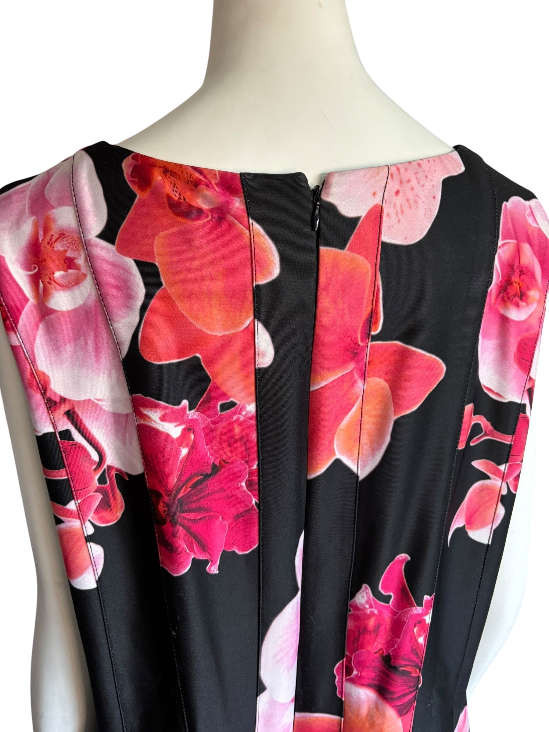 Calvin Klein Pink and Orange and Black A-line‎ Pleated Midi Dress size 18W