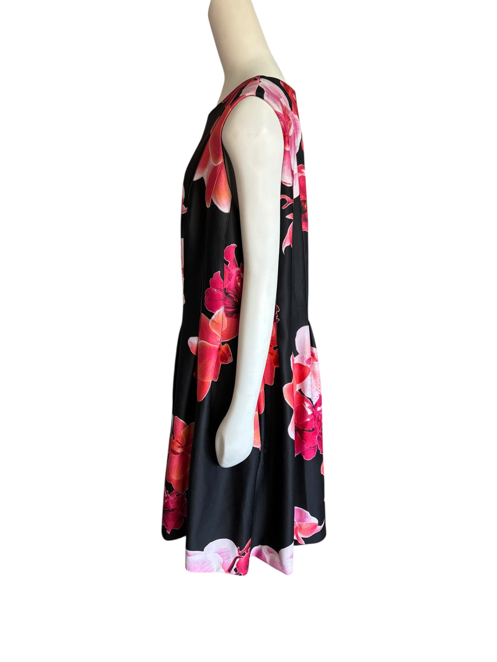 Calvin Klein Pink and Orange and Black A-line‎ Pleated Midi Dress size 18W