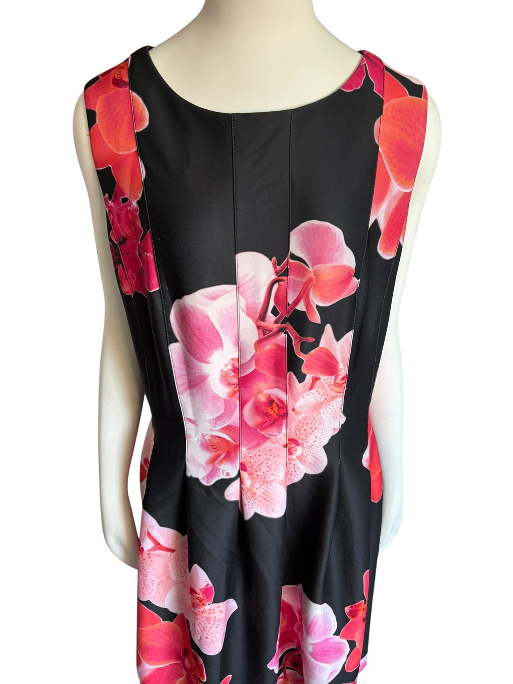 Calvin Klein Pink and Orange and Black A-line‎ Pleated Midi Dress size 18W