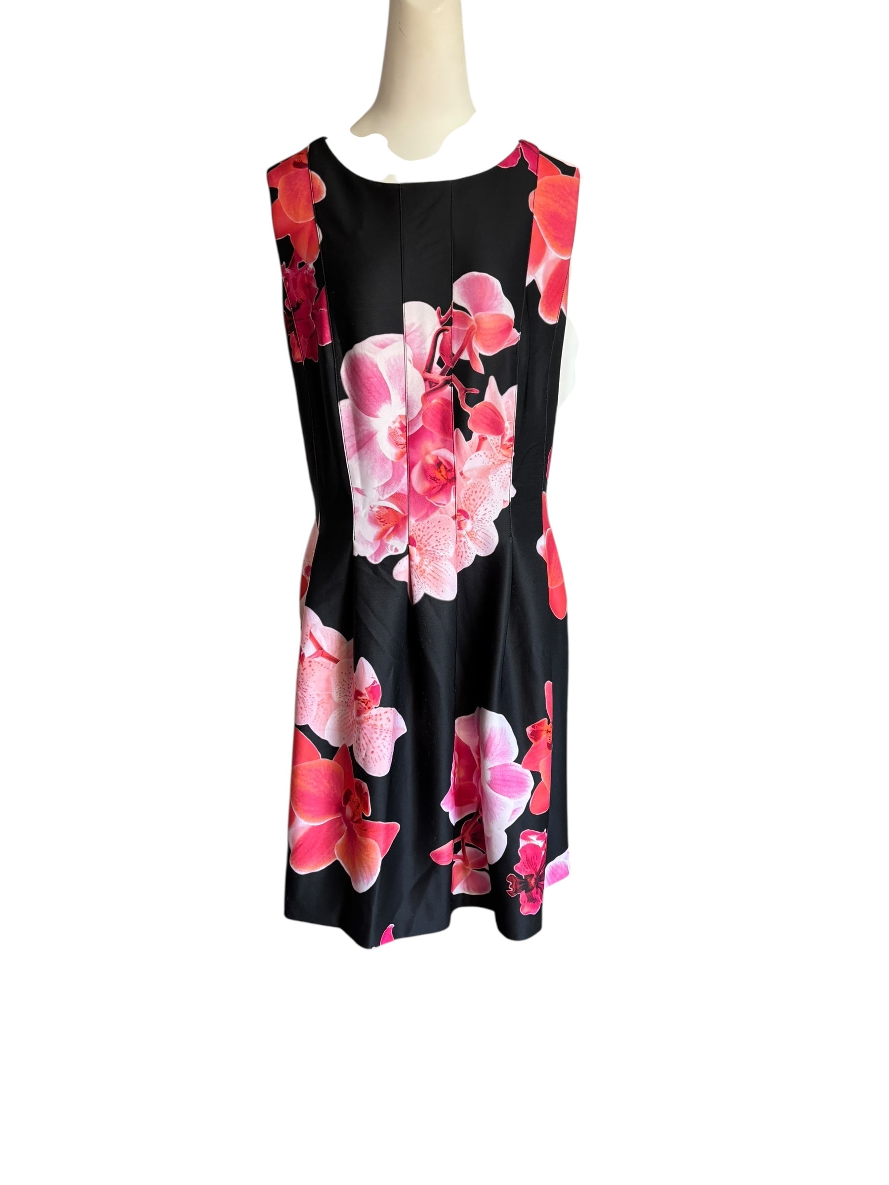 Calvin Klein Pink and Orange and Black A-line‎ Pleated Midi Dress size 18W