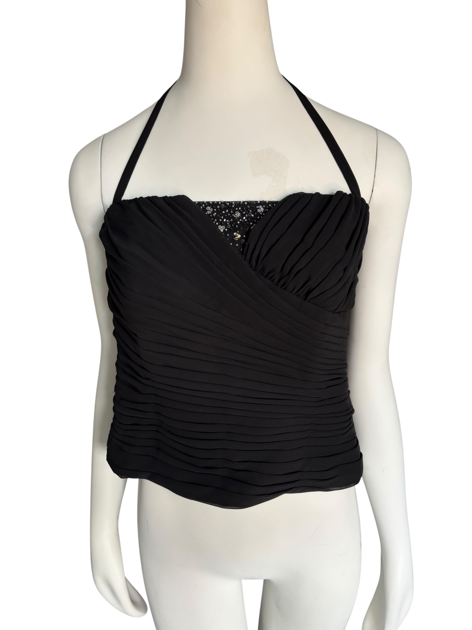 Vintage Alyce Design Textured Corset Top with Beading Details Zip Back Size 12