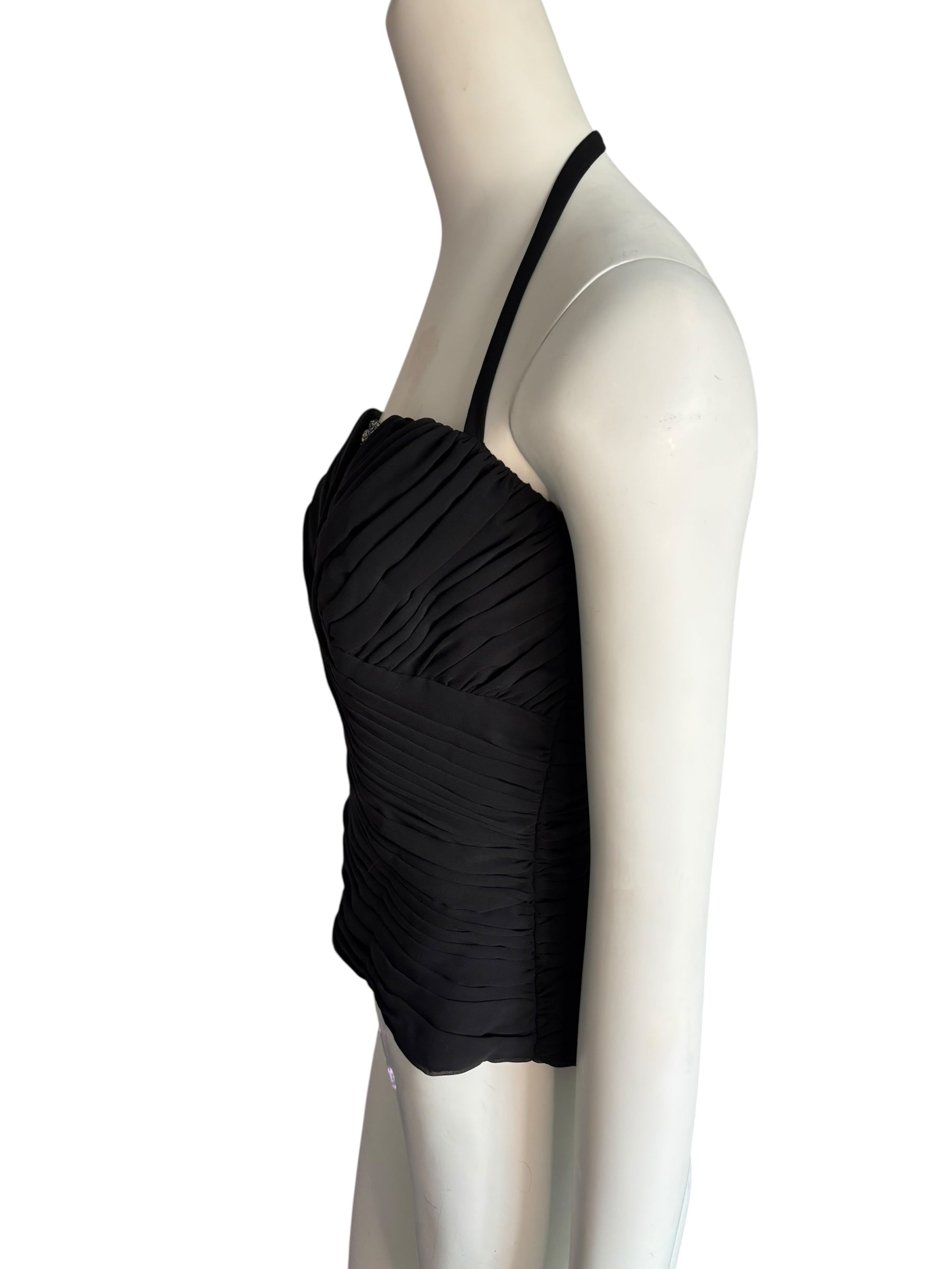 Vintage Alyce Design Textured Corset Top with Beading Details Zip Back Size 12