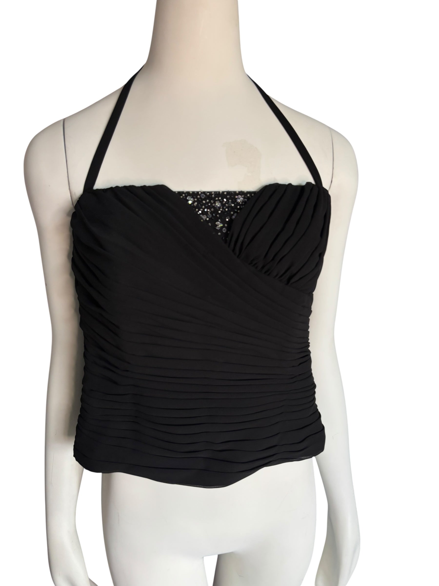 Vintage Alyce Design Textured Corset Top with Beading Details Zip Back Size 12