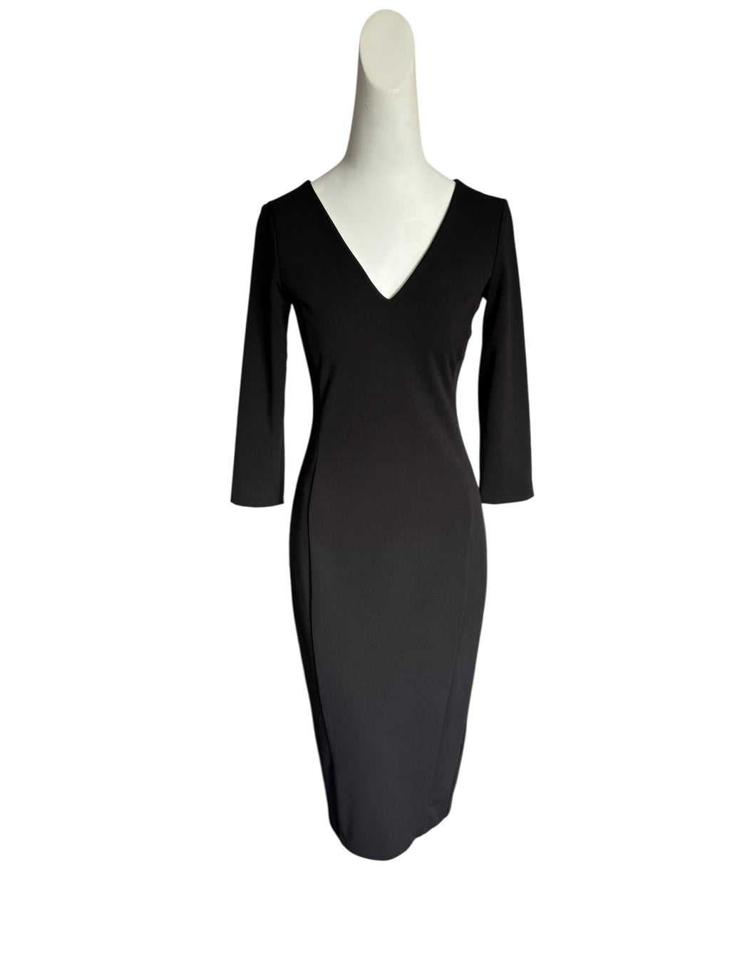 Little Black Dress Sheath V Neck 3/4 Sleeve Size M