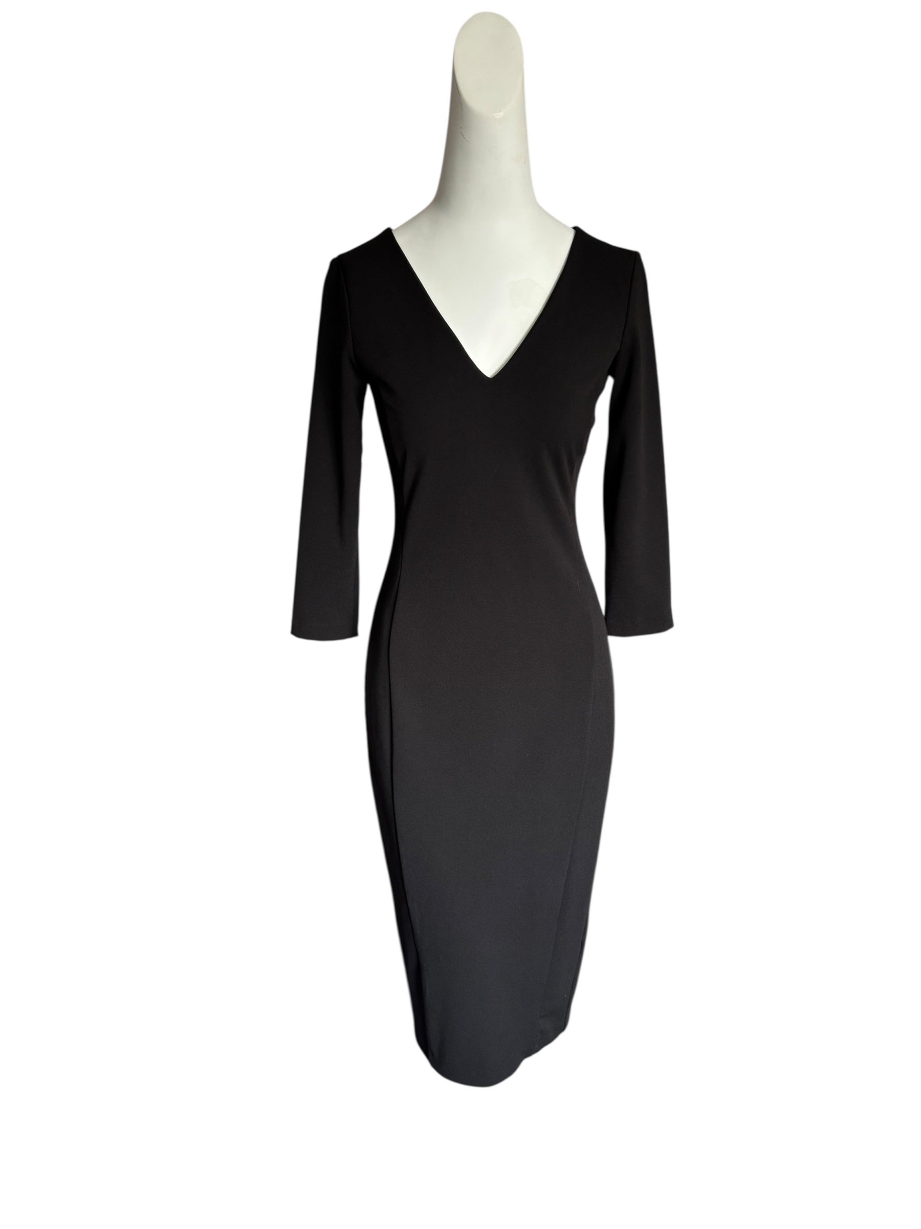 Little Black Dress Sheath V Neck 3/4 Sleeve Size M