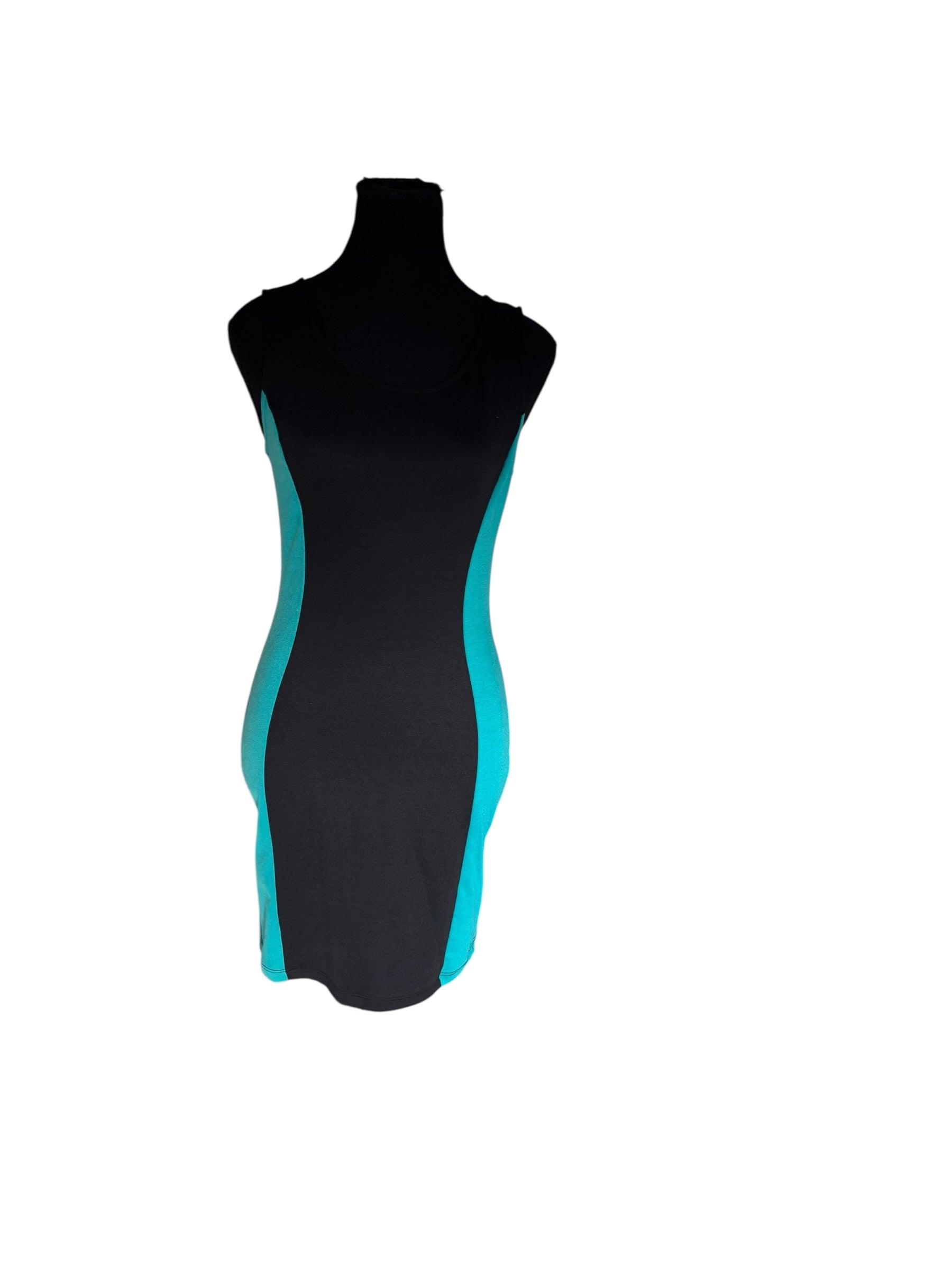 Vintage Guess Black and Turquoise Bodycon Mini Dress Size M