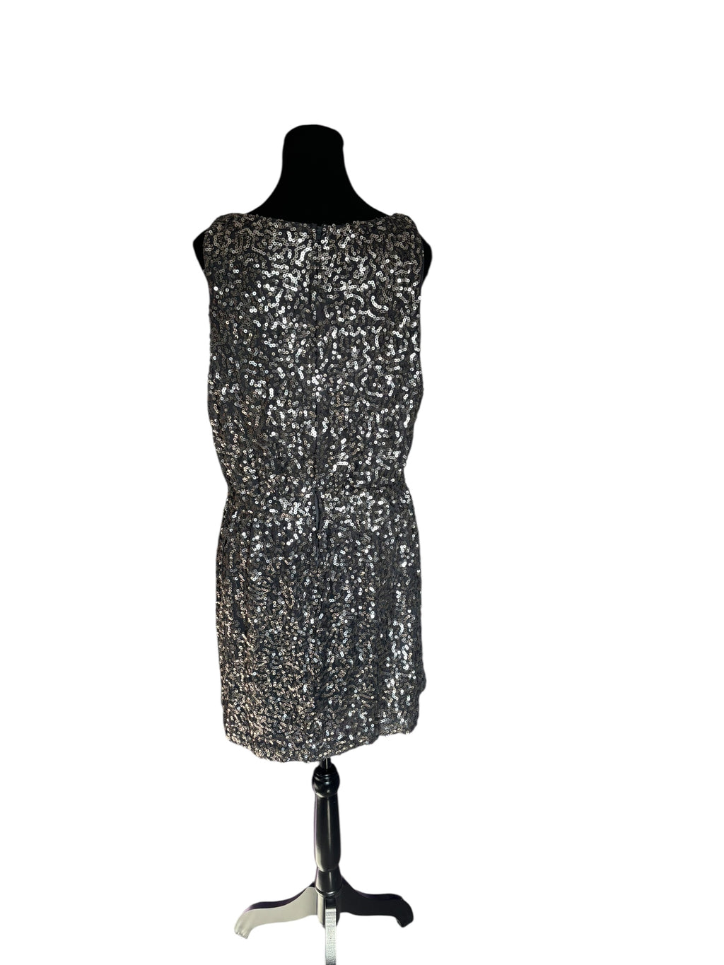Sequin Dress Party Cocktail Sleeveless Sparkly Silver Mini Dress Size 16